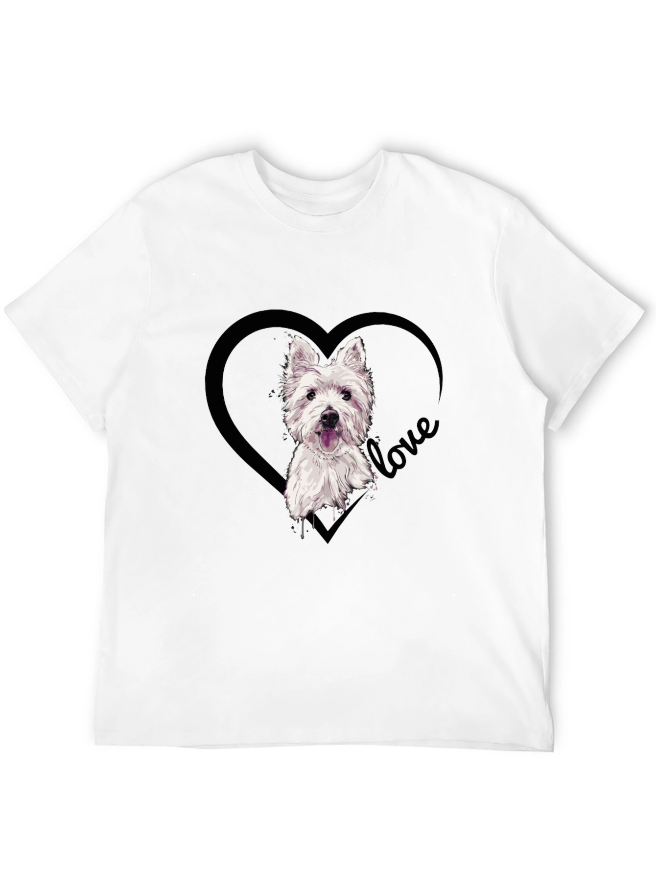 Westie Dog Love Heart T-Shirt - Black