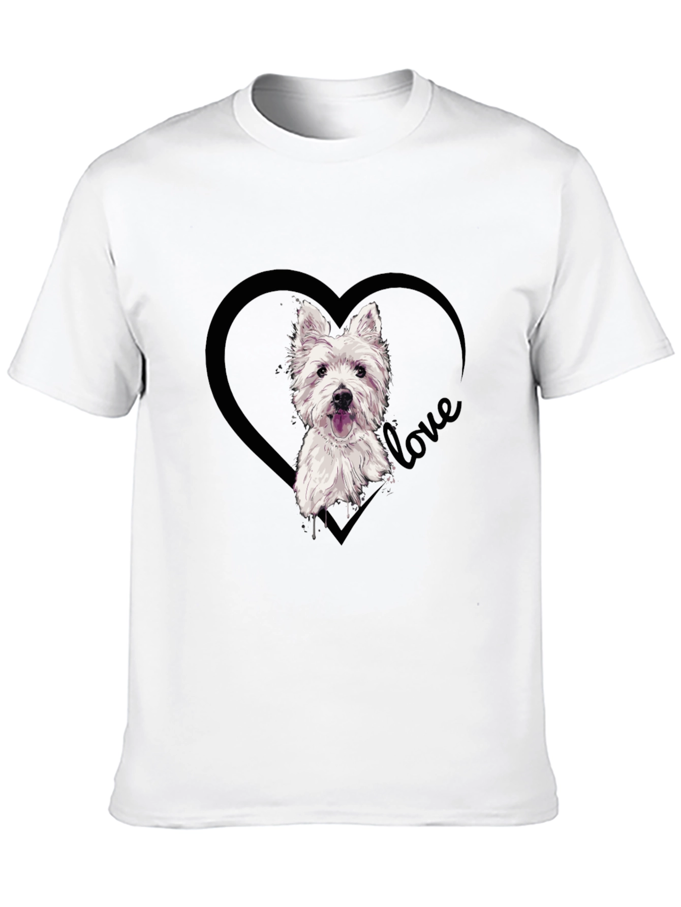 Westie Dog Love Heart T-Shirt - Black