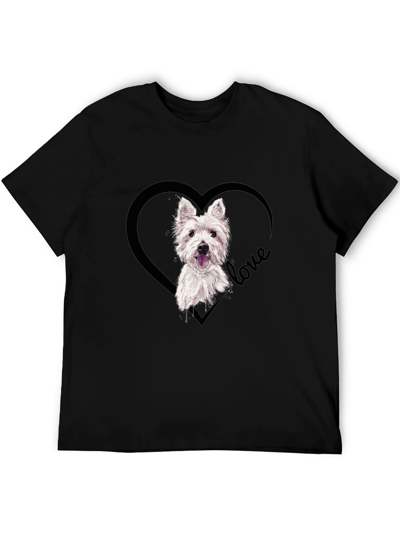 Westie Dog Love Heart T-Shirt - Black