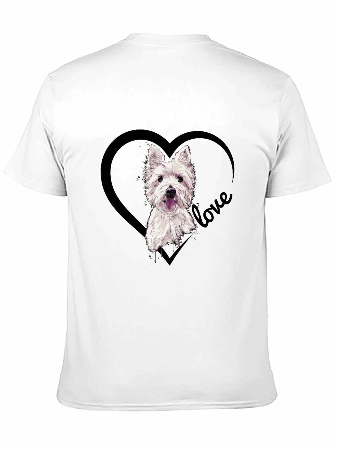 Westie Dog Love Heart T-Shirt - Black