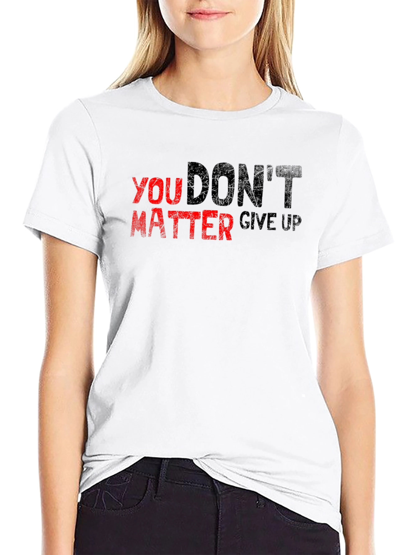 Motivational Slogan Graphic Print Tee - Black