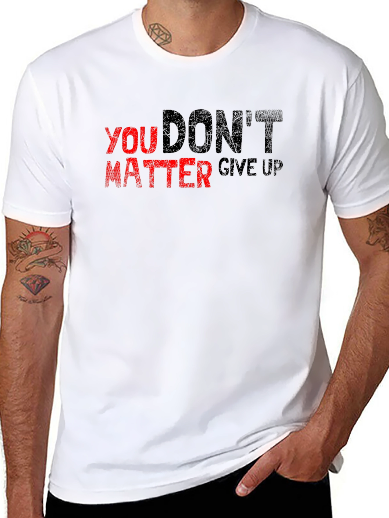 Motivational Slogan Graphic Print Tee - Black