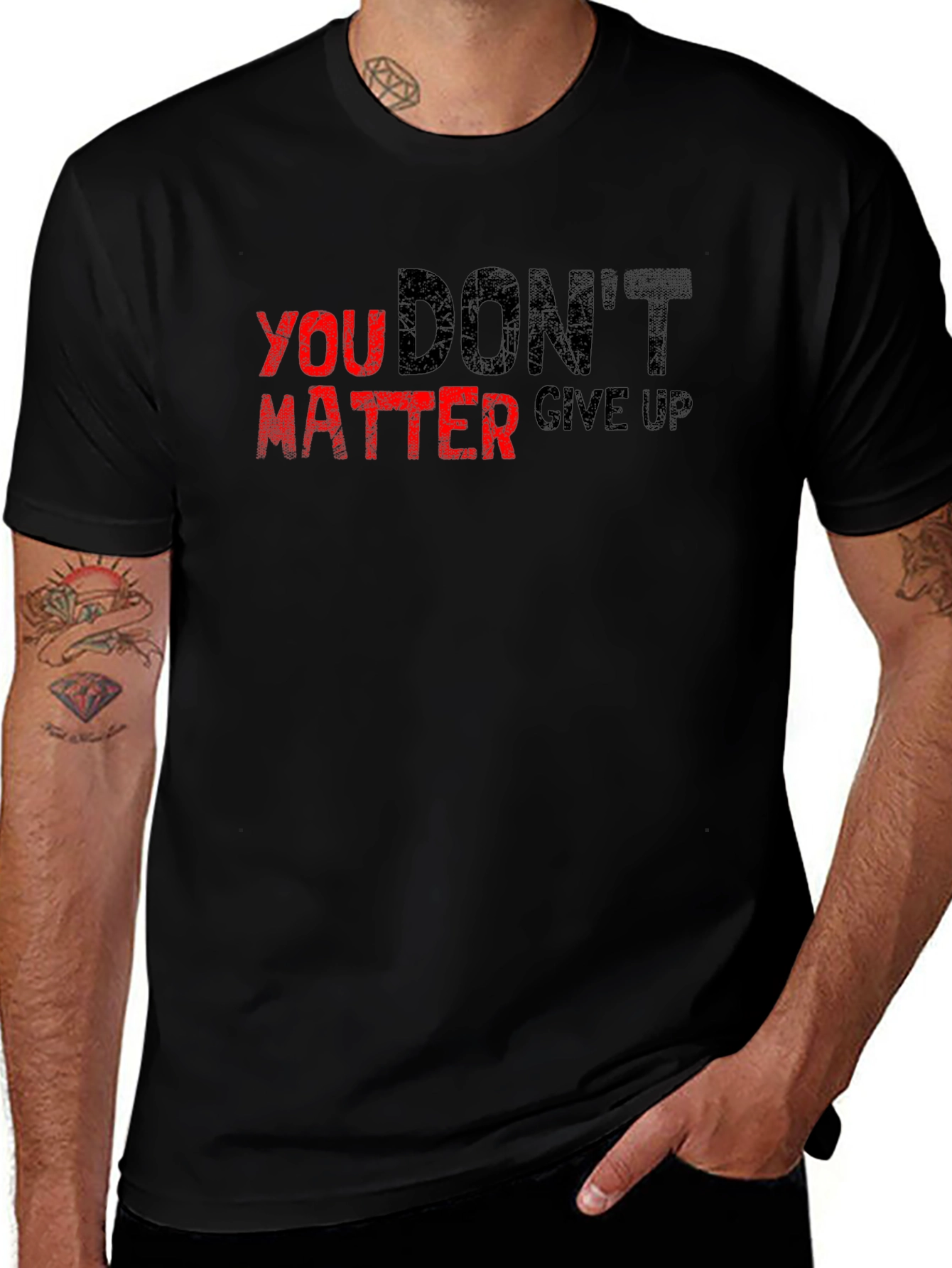 Motivational Slogan Graphic Print Tee - Black