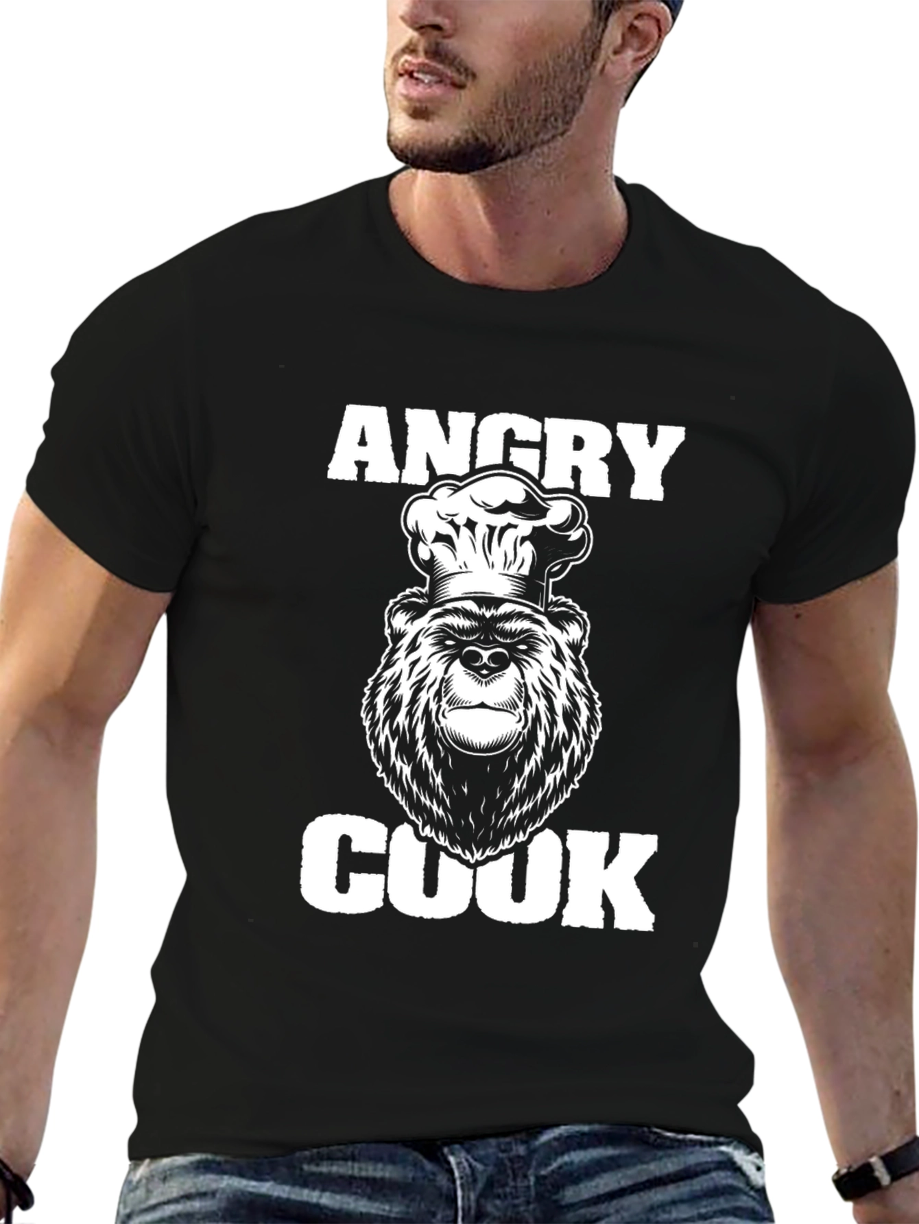 Angry Cook Bear Graphic T-Shirt
