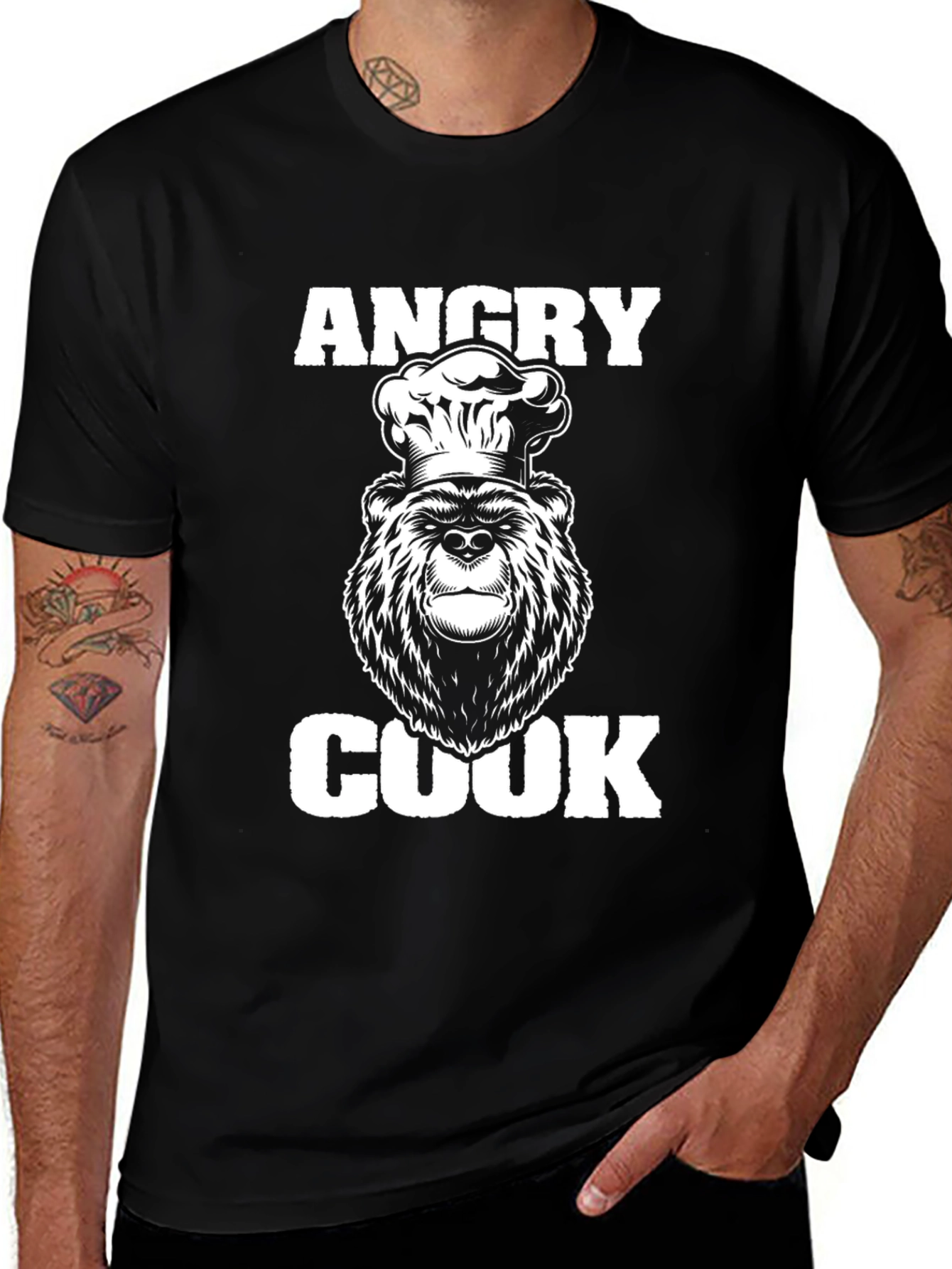 Angry Cook Bear Graphic T-Shirt