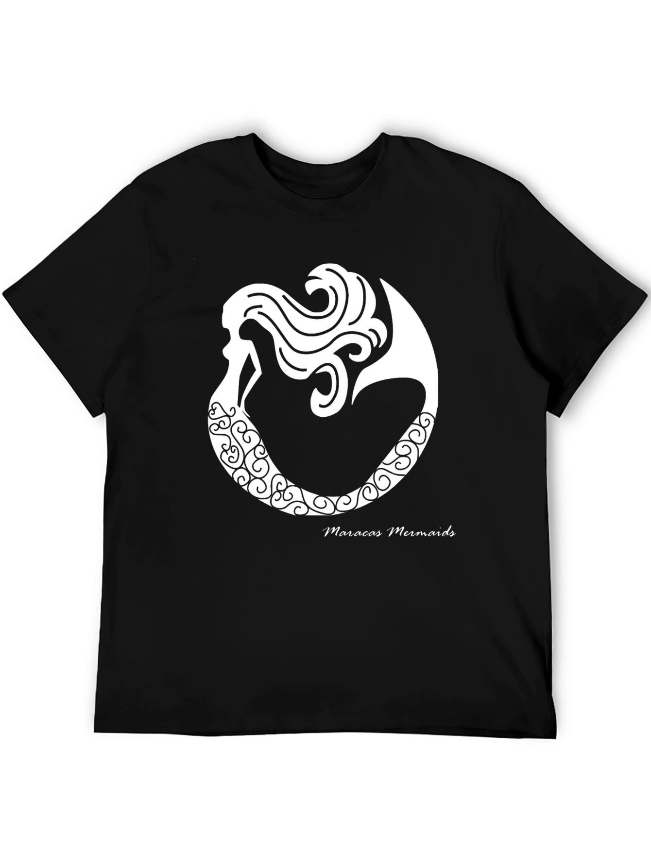 Maracas Mermaids Graphic Tee - Black Cotton T-Shirt