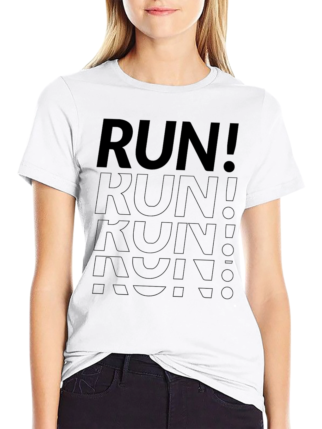 Mens Black RUN! Graphic T-Shirt