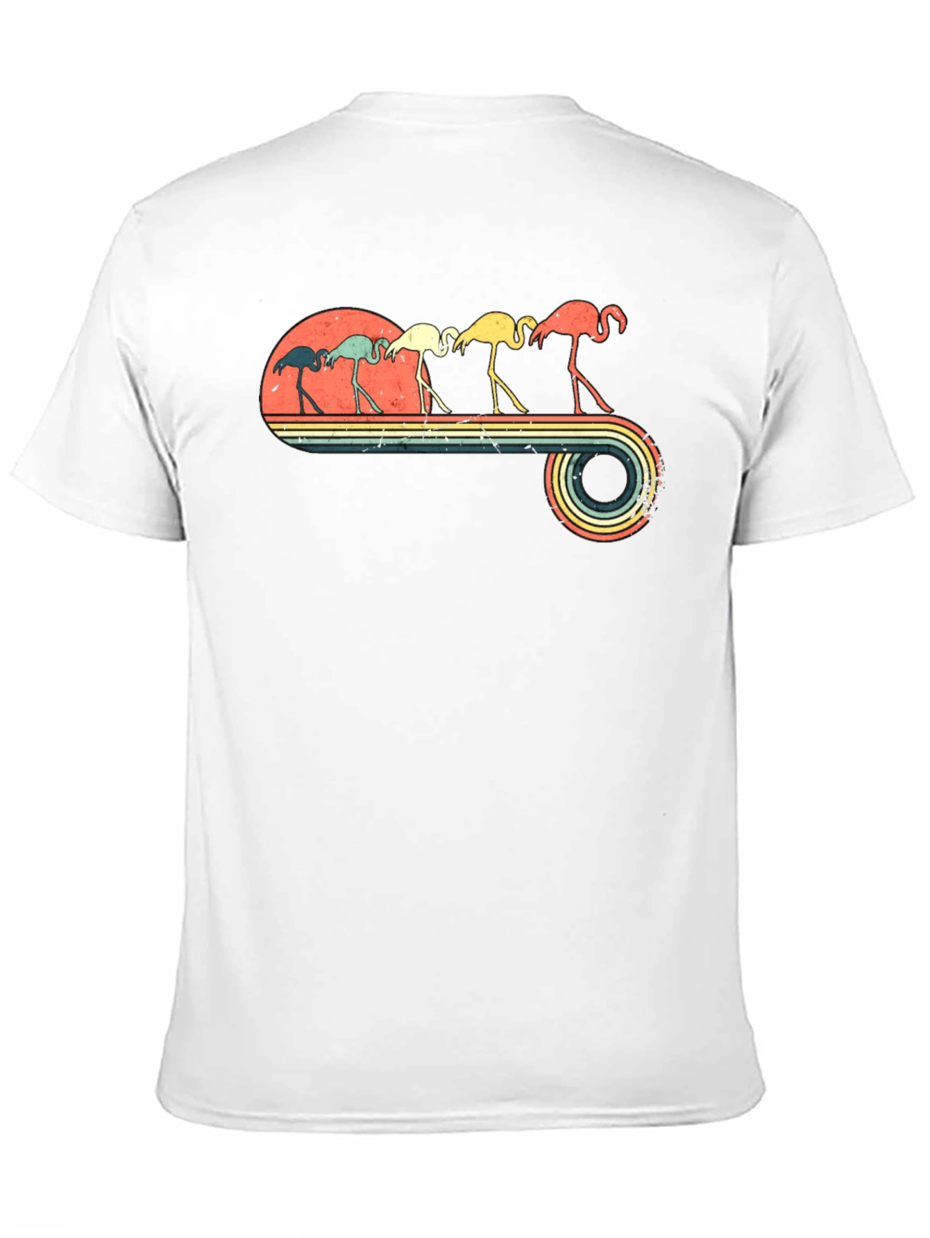 Retro Flamingo Graphic Tee - Mens Black T-Shirt