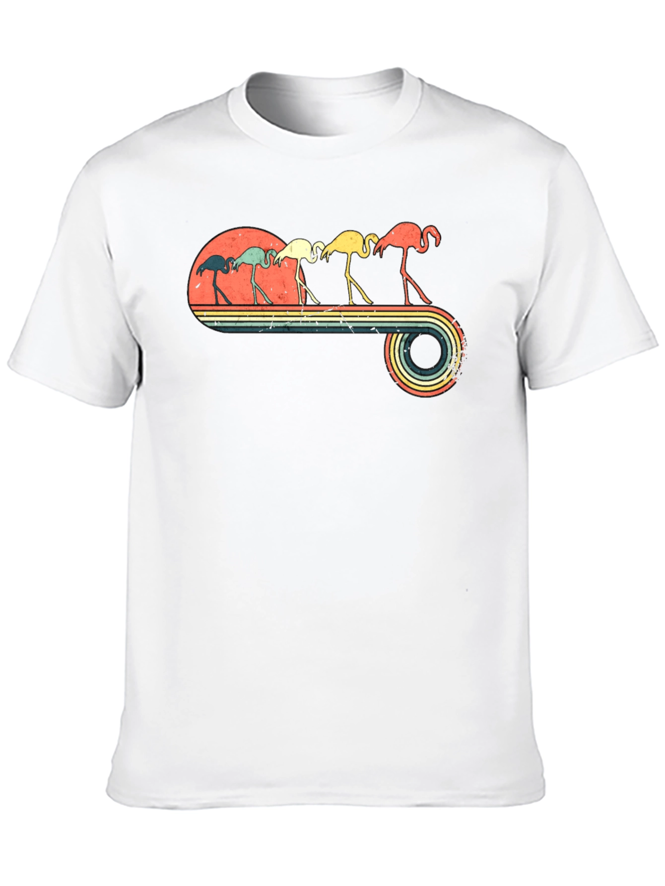 Retro Flamingo Graphic Tee - Mens Black T-Shirt