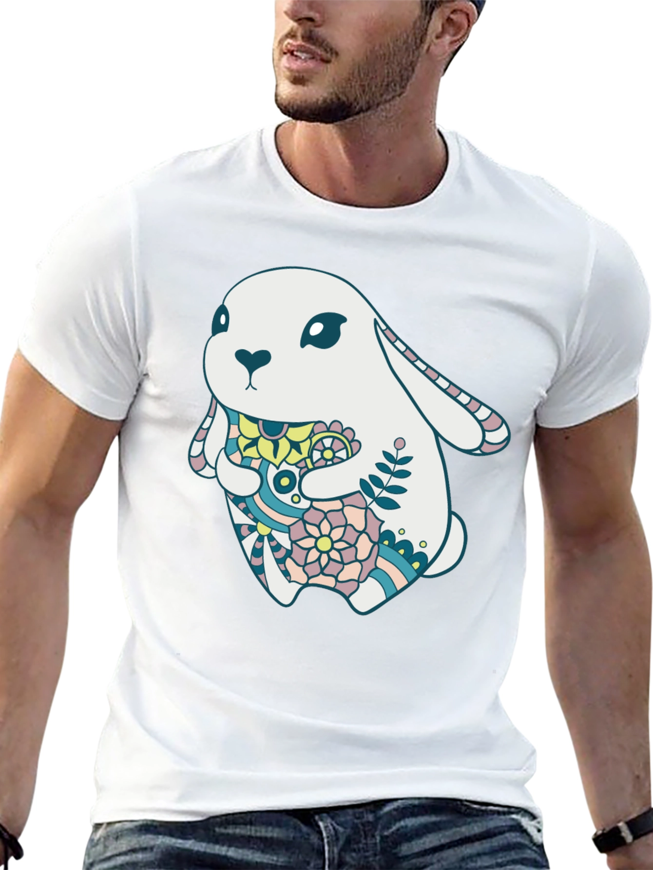 Bunny Graphic Tee - Black Cotton Blend
