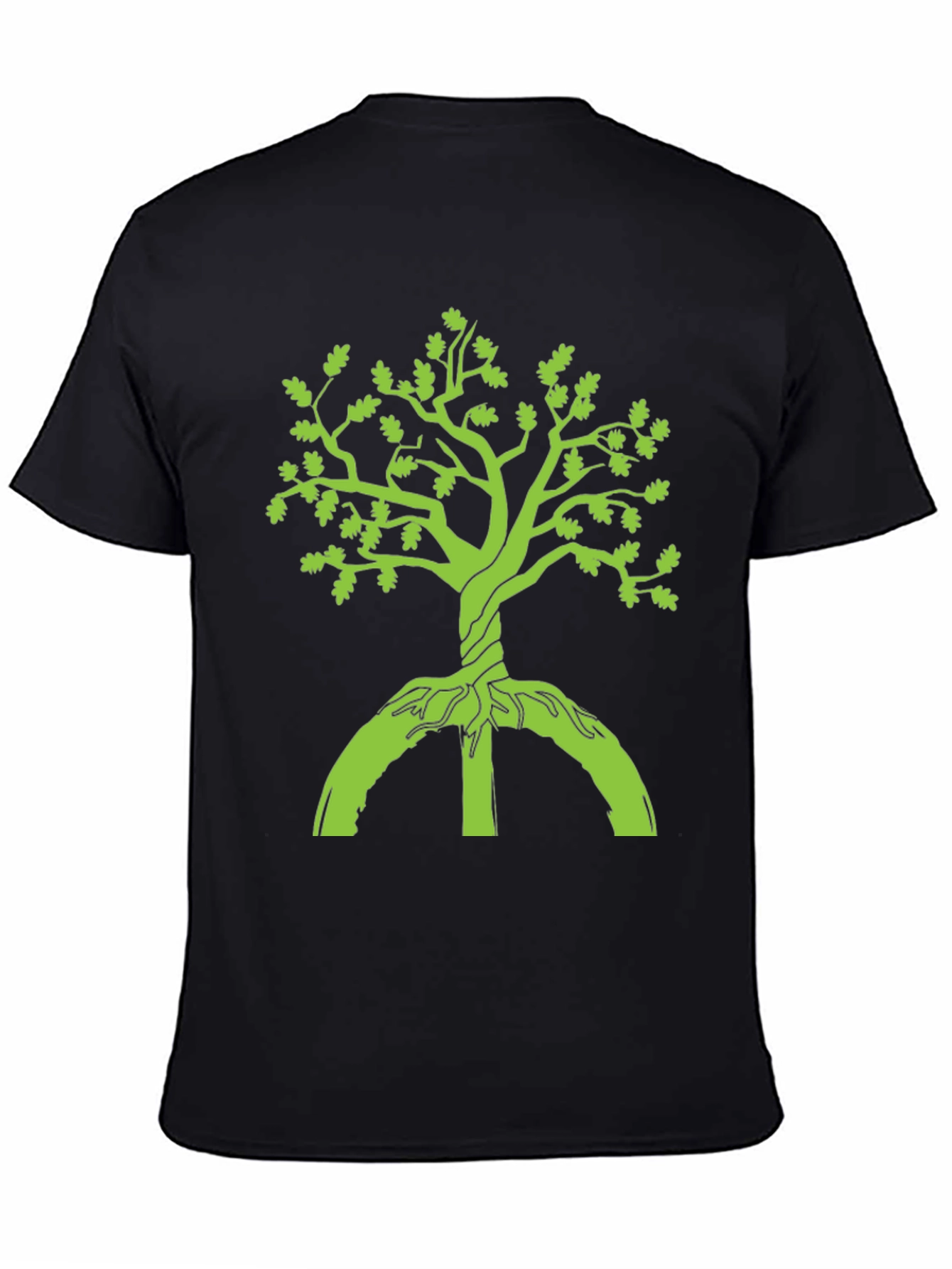 Green Tree Graphic Black T-Shirt