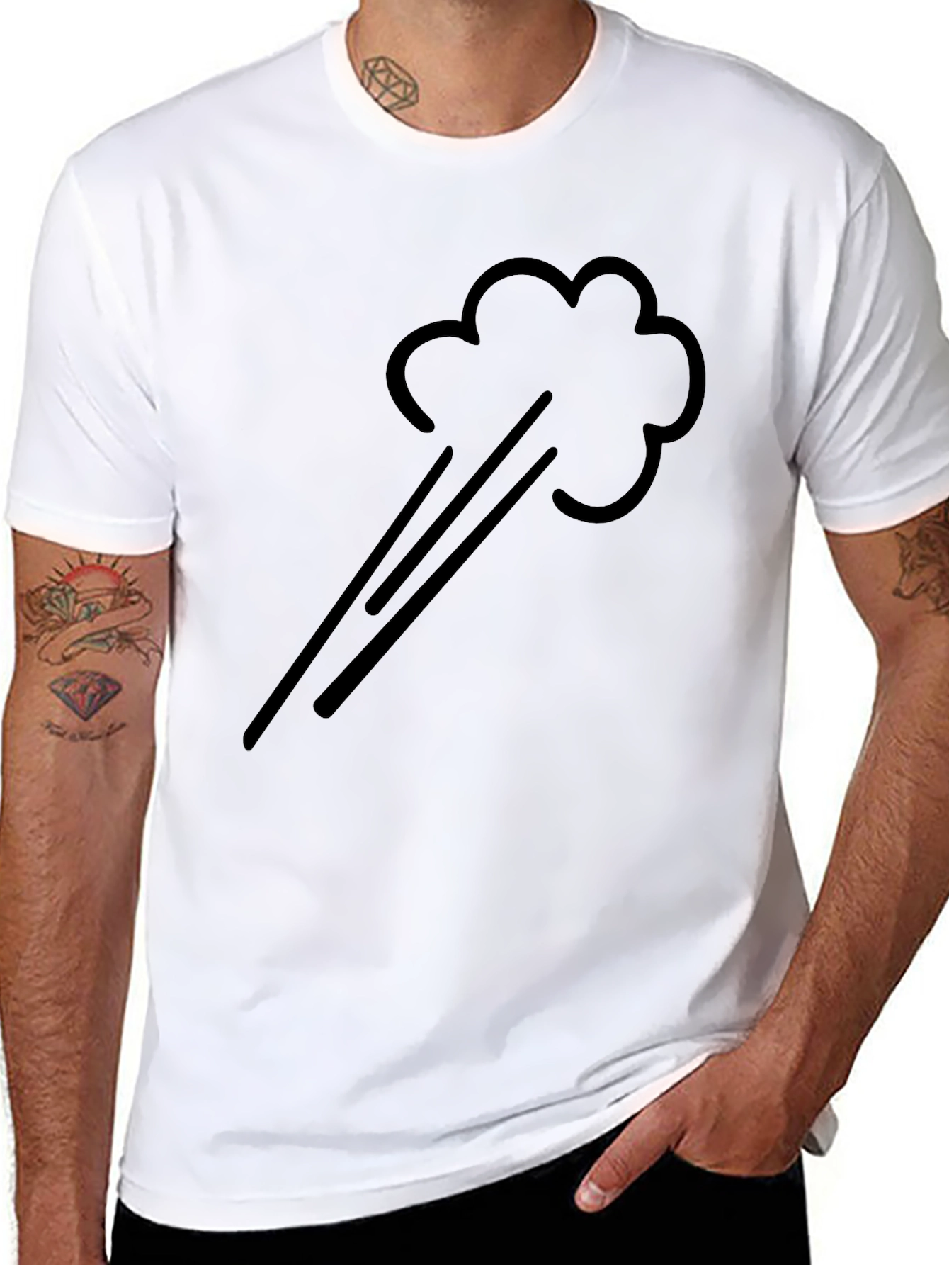 Humorous Black T-Shirt with Cartoon Fart Design