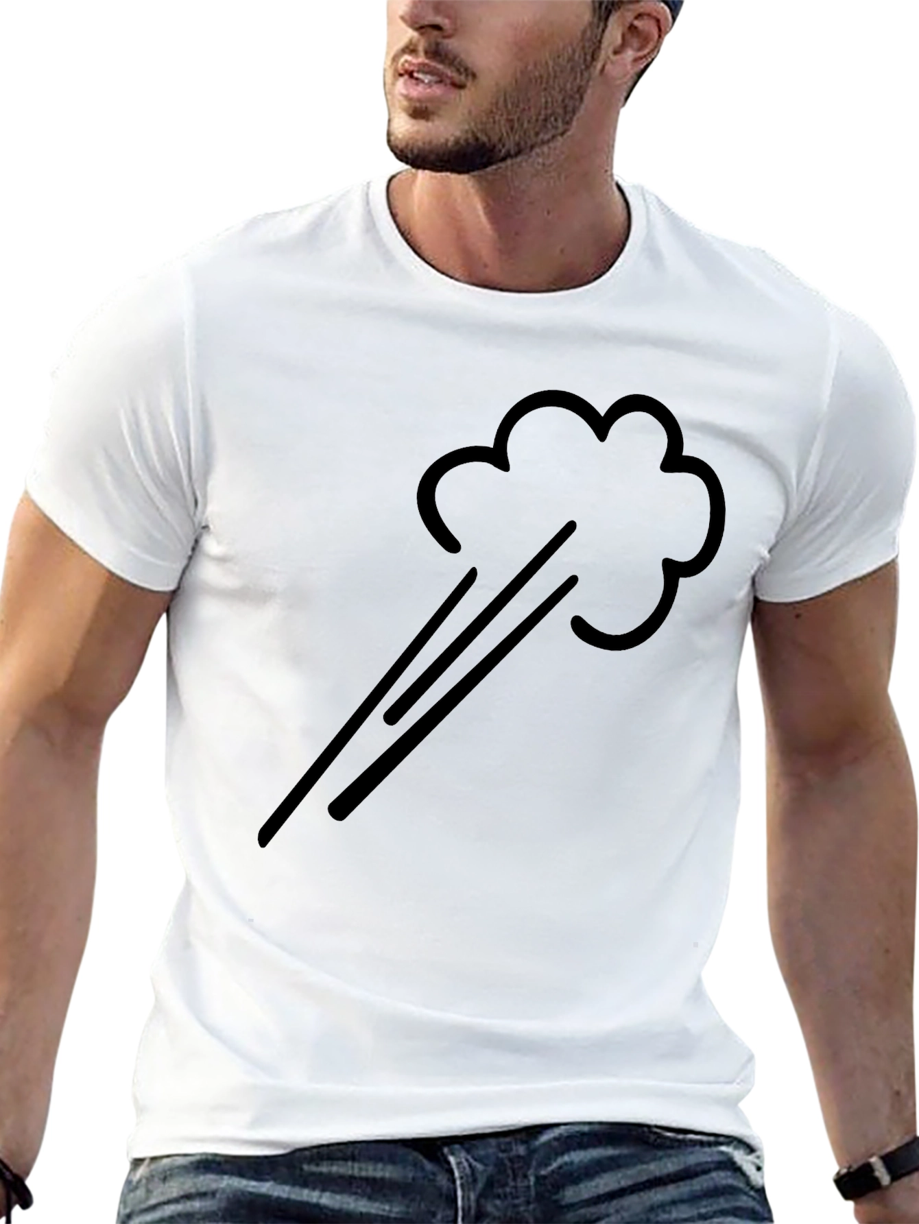 Humorous Black T-Shirt with Cartoon Fart Design
