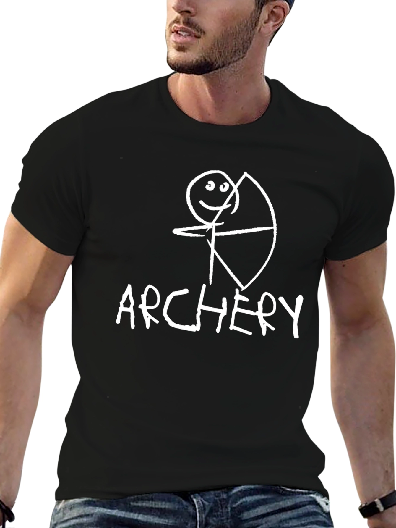 Archery Stick Figure T-Shirt - Casual Graphic Tee