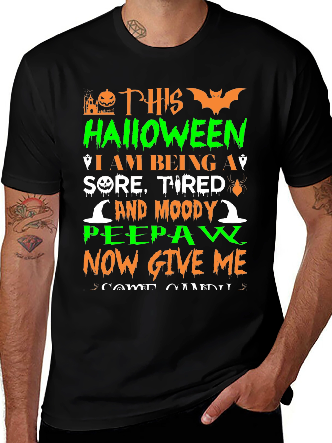 Funny Halloween Peepaw Graphic Tee