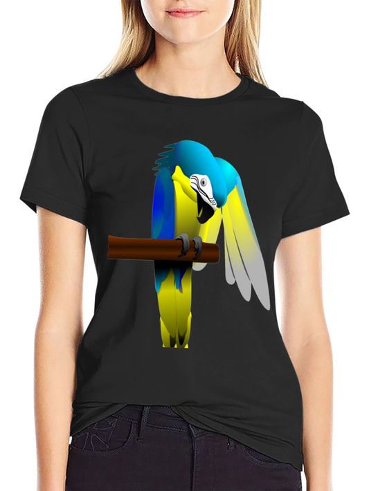 Blue and Yellow Parrot Graphic Tee - Cool Bird Lover Design