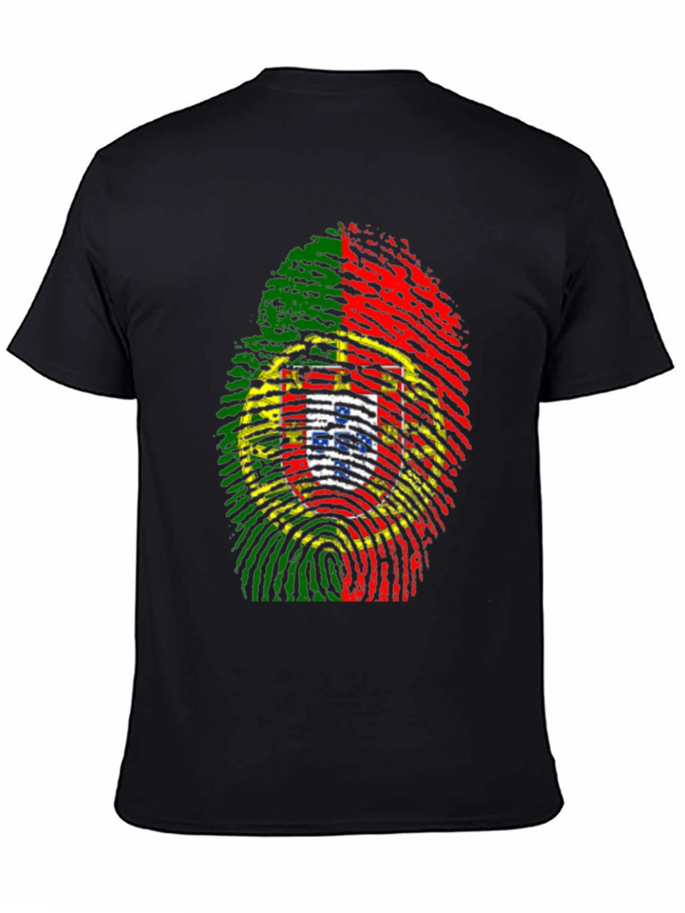 Portugal Flag Fingerprint Graphic Tee - Black