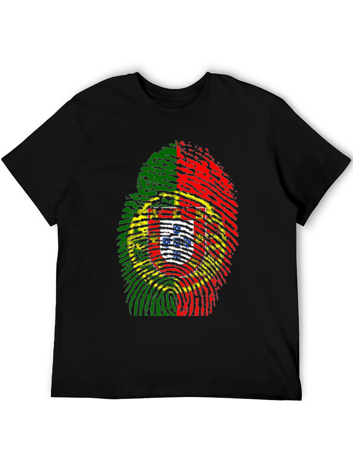 Portugal Flag Fingerprint Graphic Tee - Black