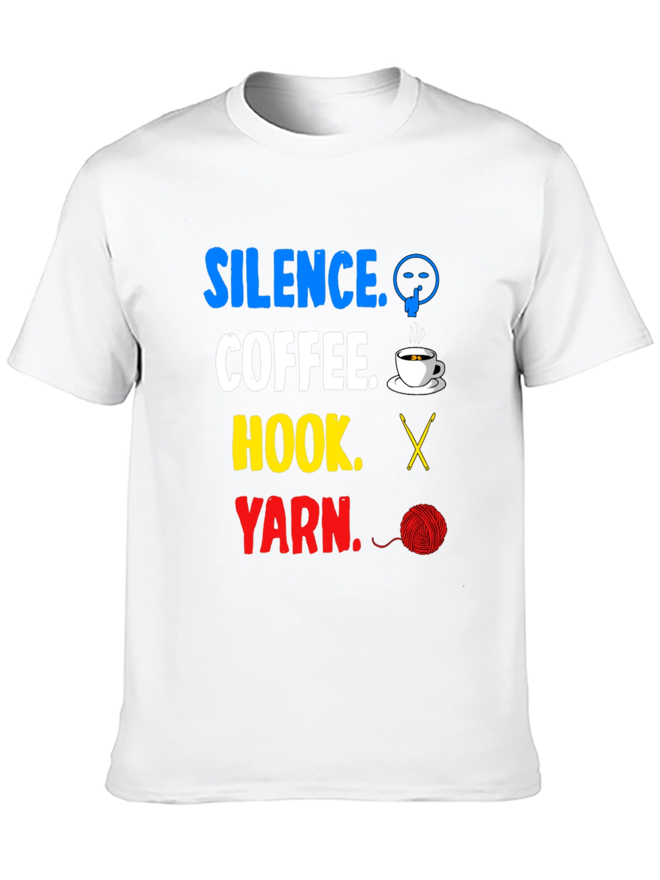 Silence Coffee Hook Yarn Black T-Shirt
