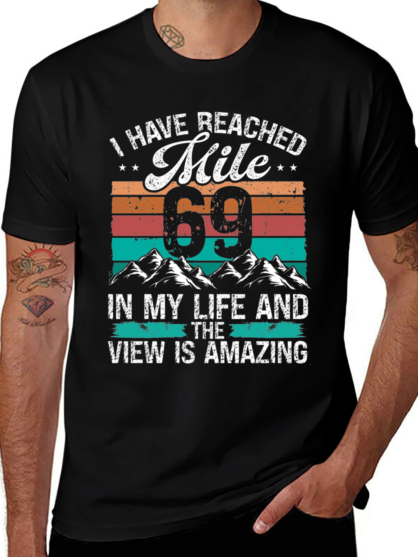 Reached Mile 69 Black Graphic Tee
