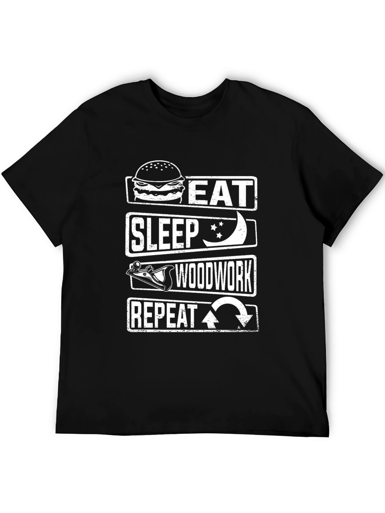 Eat Sleep Woodwork Repeat T-Shirt - Black