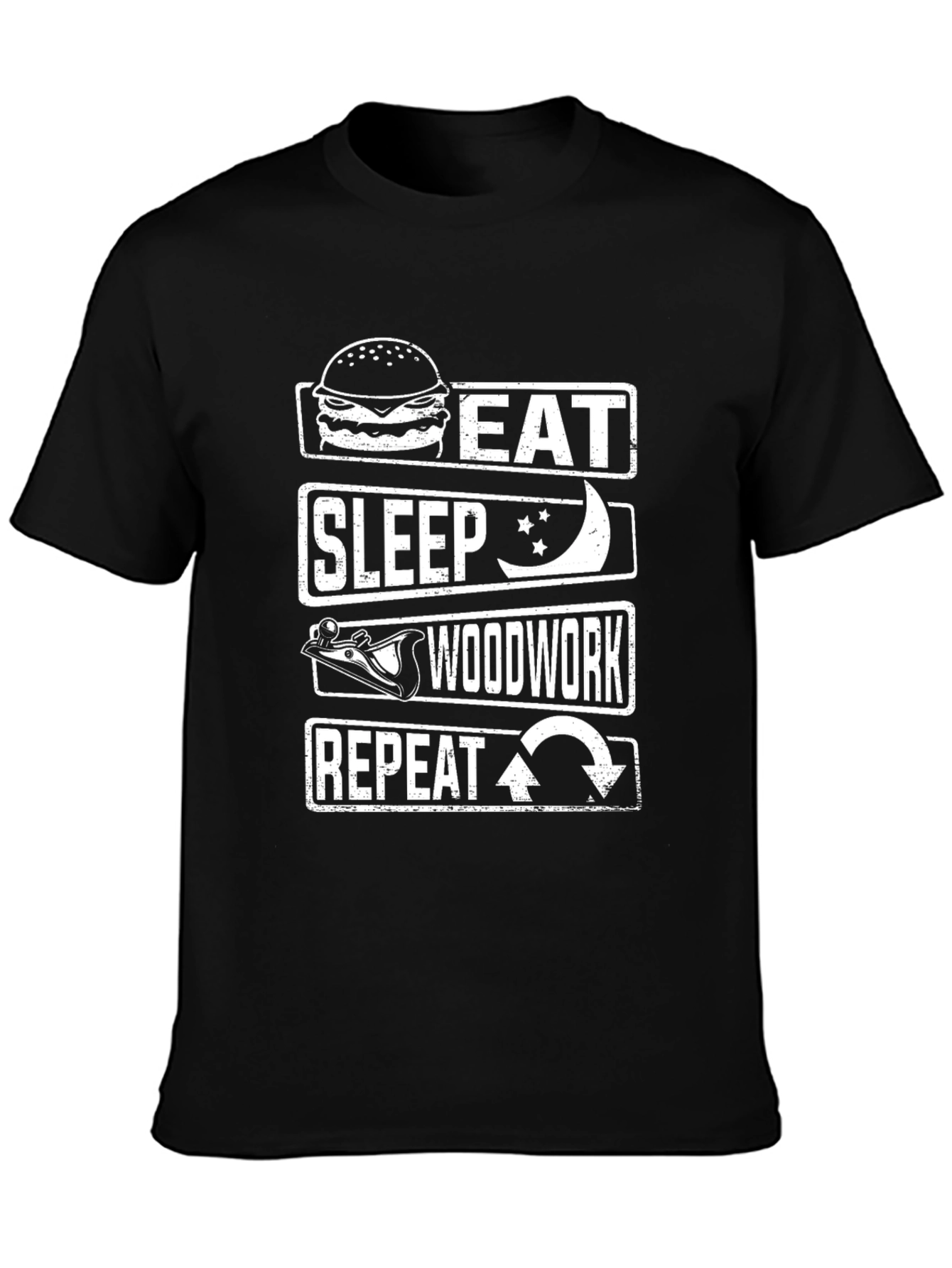 Eat Sleep Woodwork Repeat T-Shirt - Black