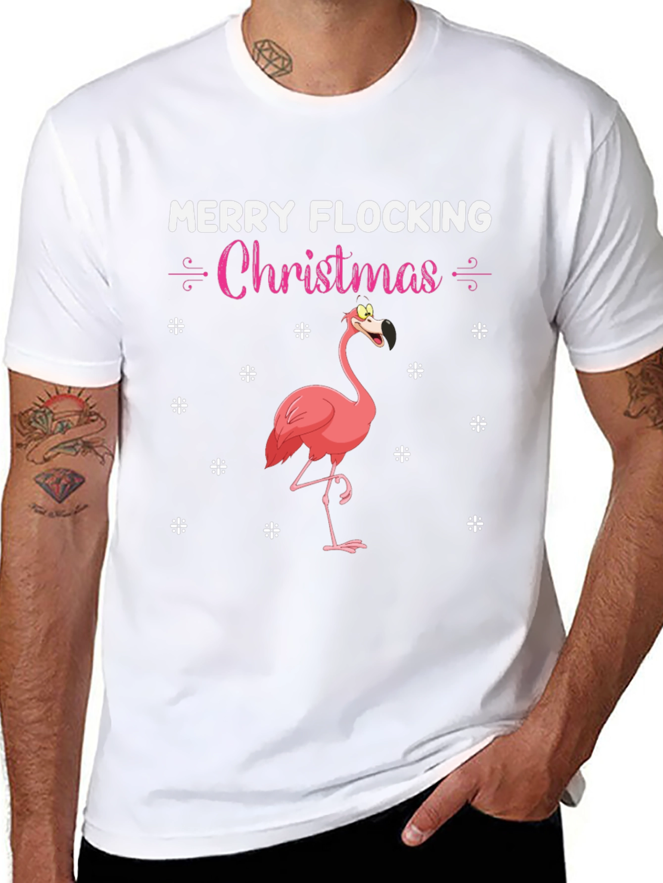 Merry Flocking Christmas Flamingo T-Shirt