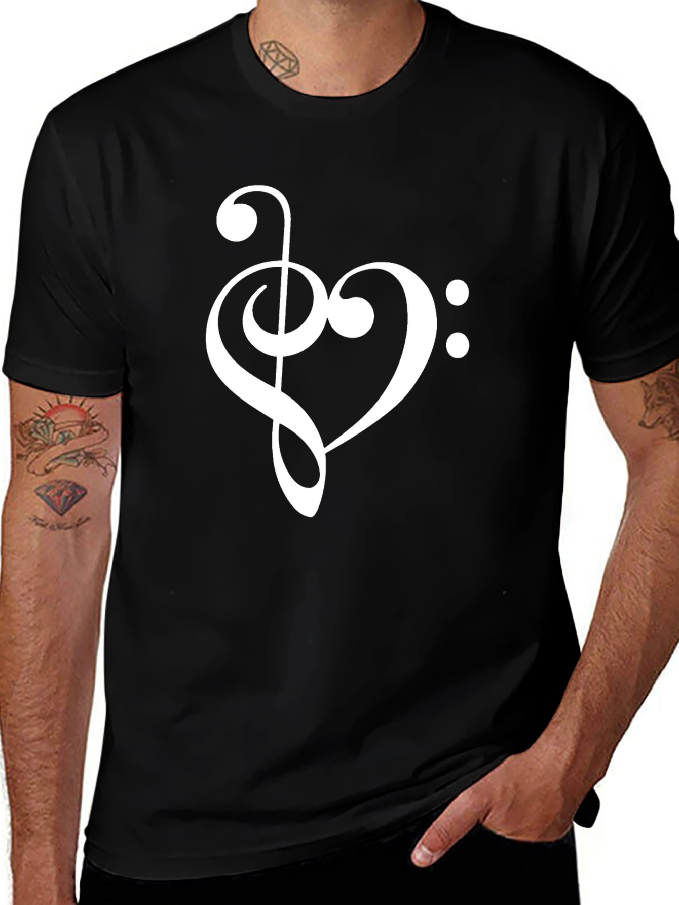 Musical Heart T-Shirt - Black Graphic Tee