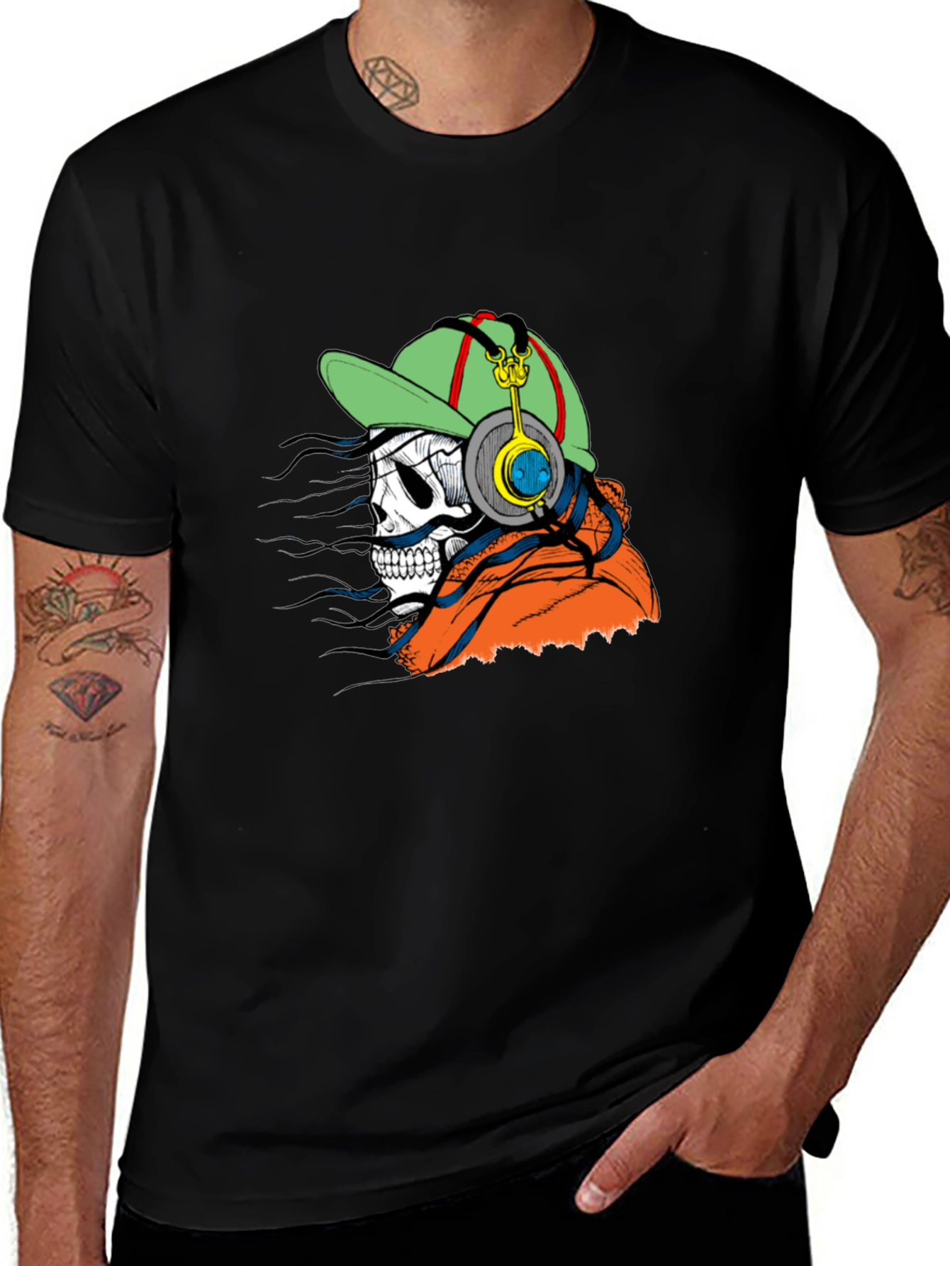 Skull DJ Graphic Tee - Trendy and Unique
