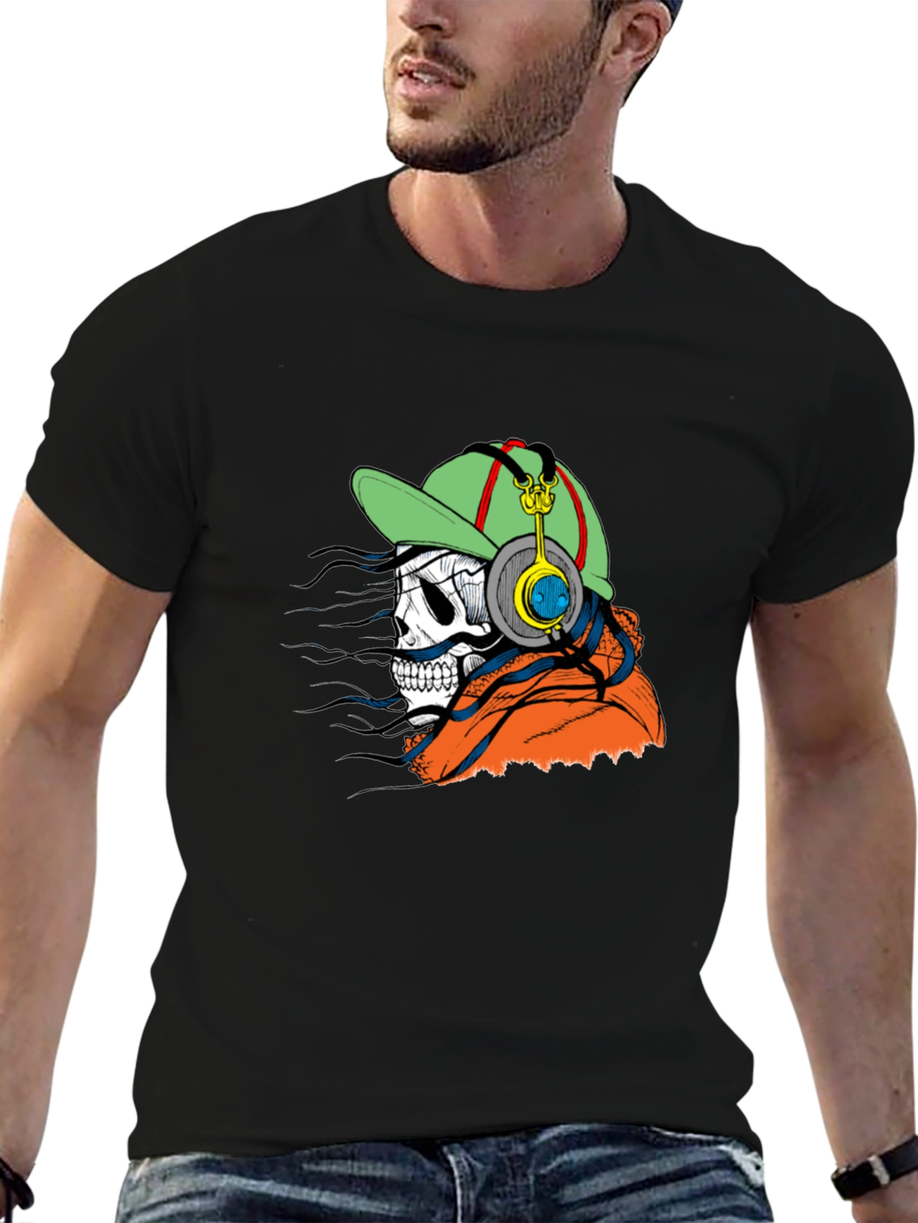 Skull DJ Graphic Tee - Trendy and Unique