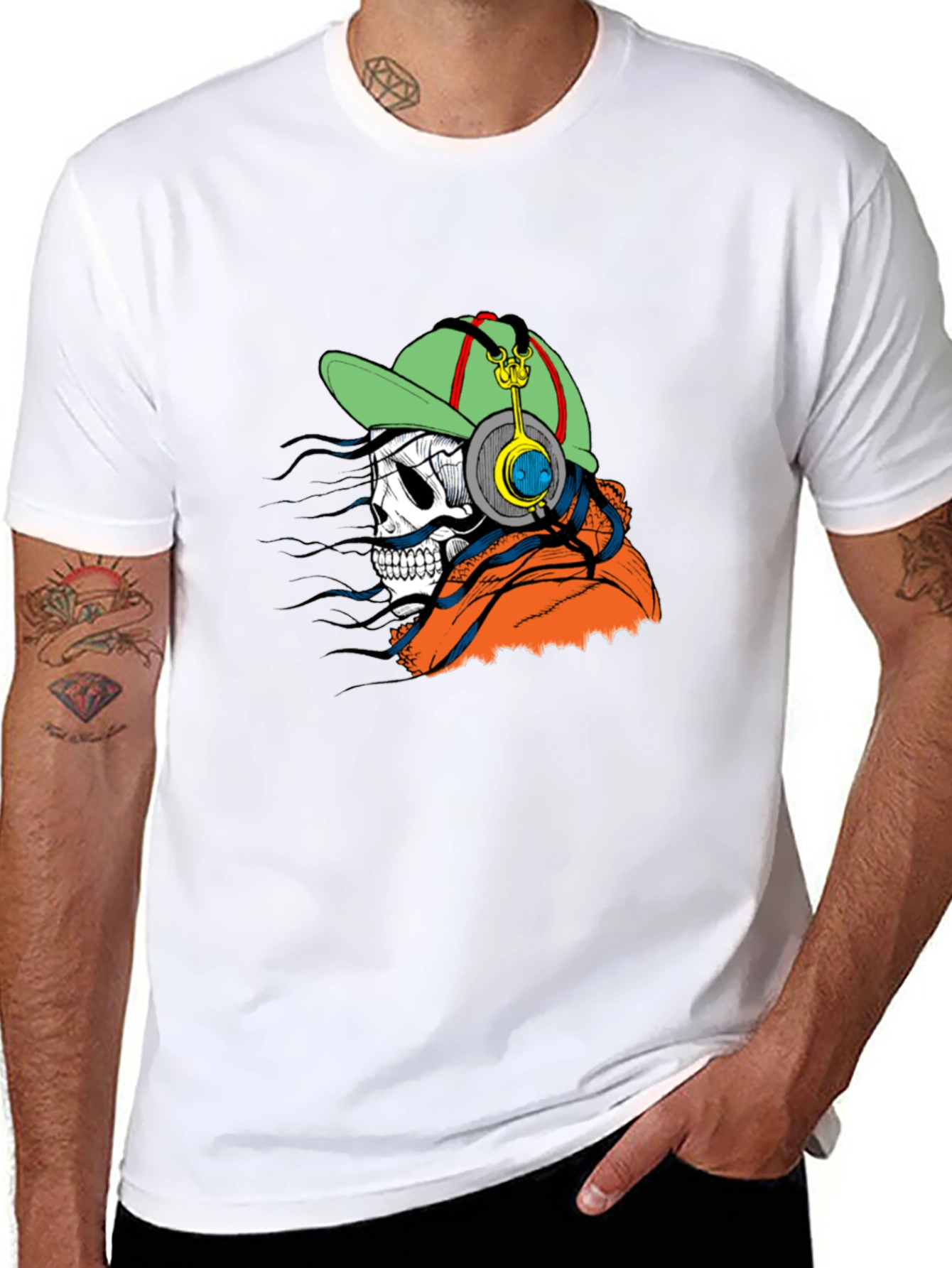 Skull DJ Graphic Tee - Trendy and Unique