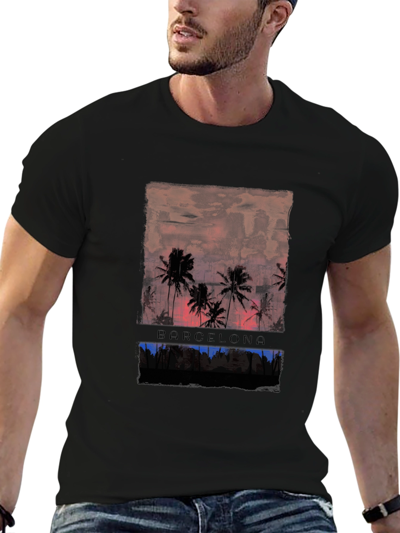 Barcelona Palm Tree Graphic Tee