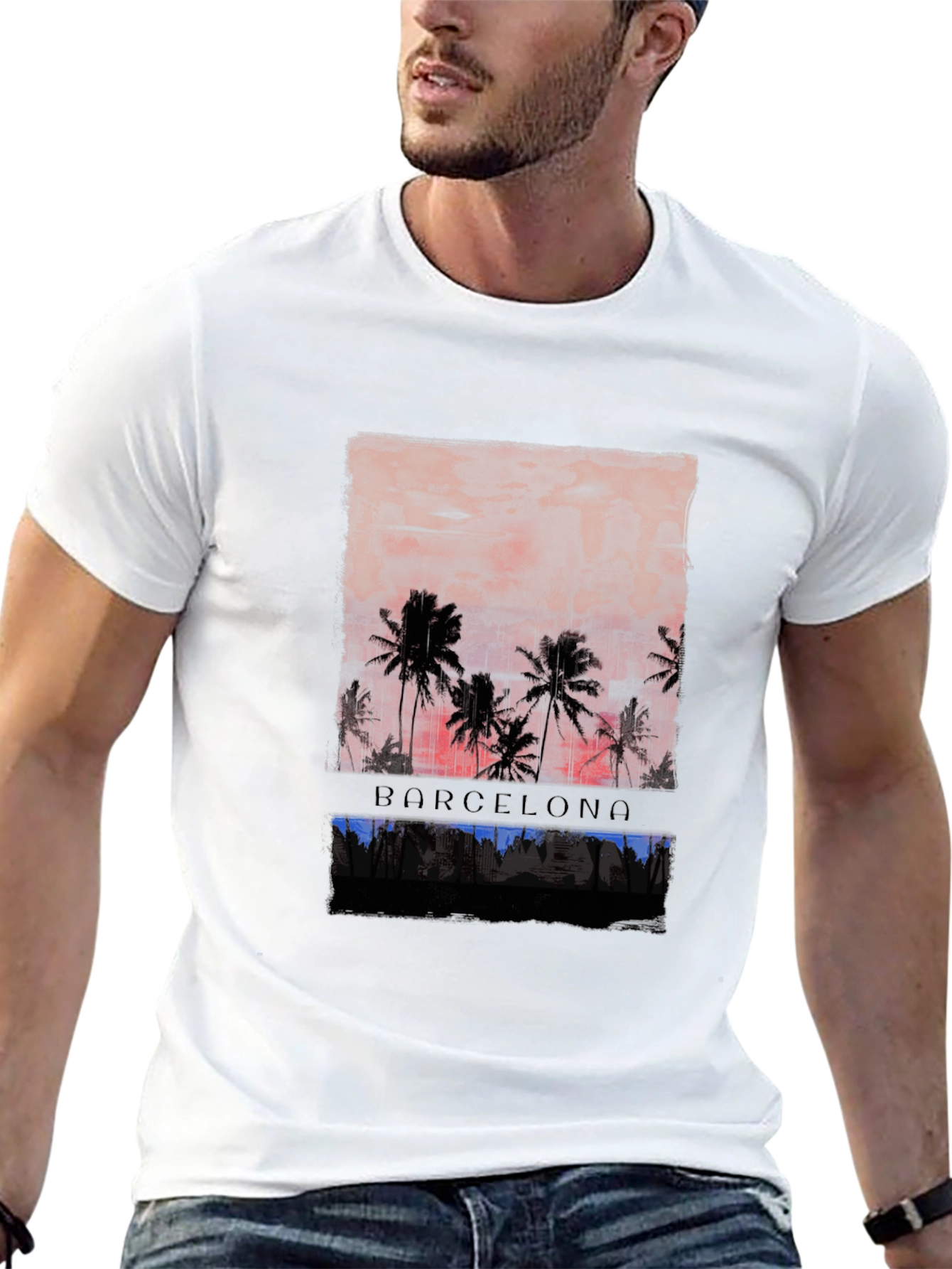 Barcelona Palm Tree Graphic Tee