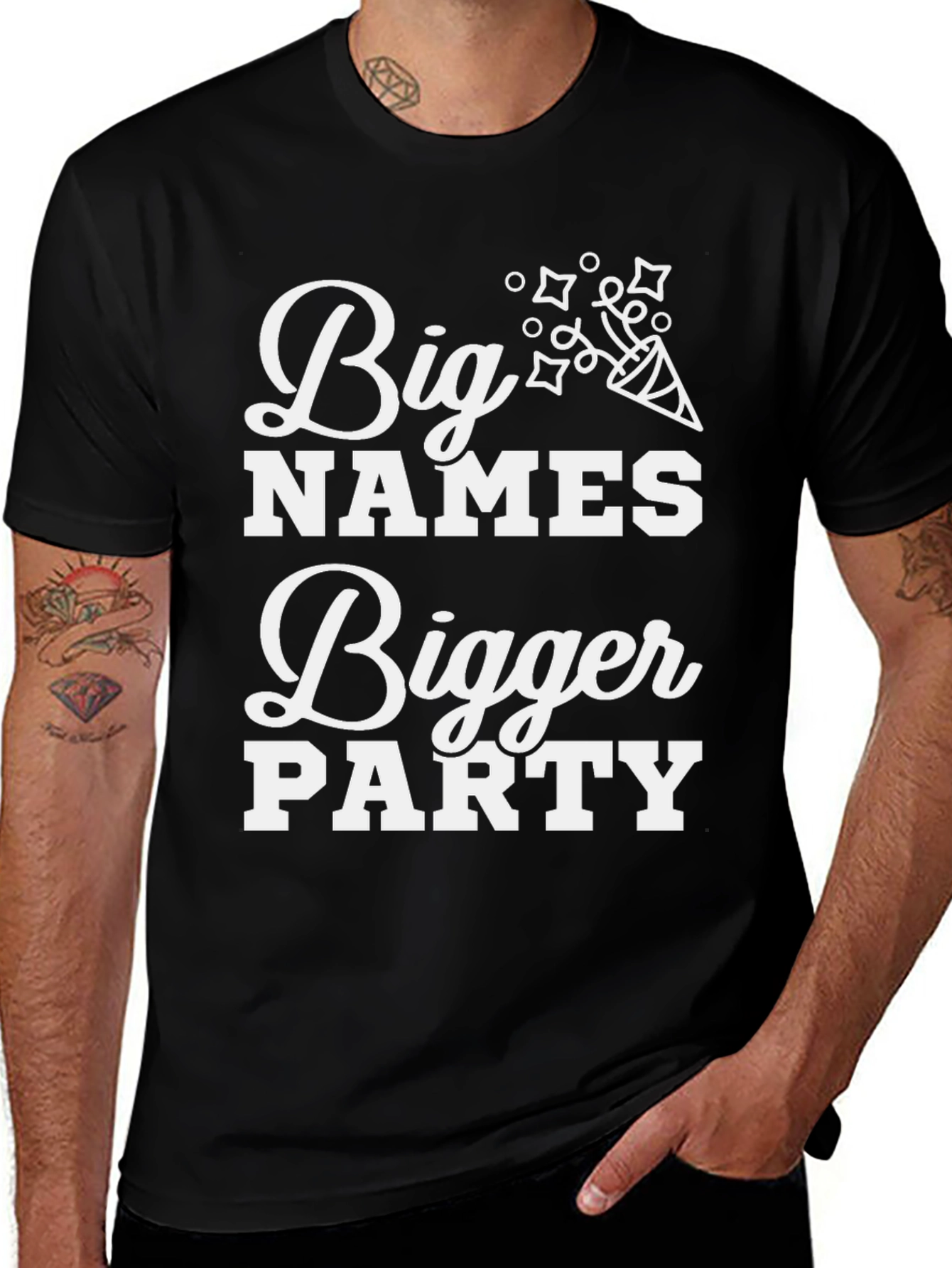 Big Names Bigger Party Black Graphic Tee