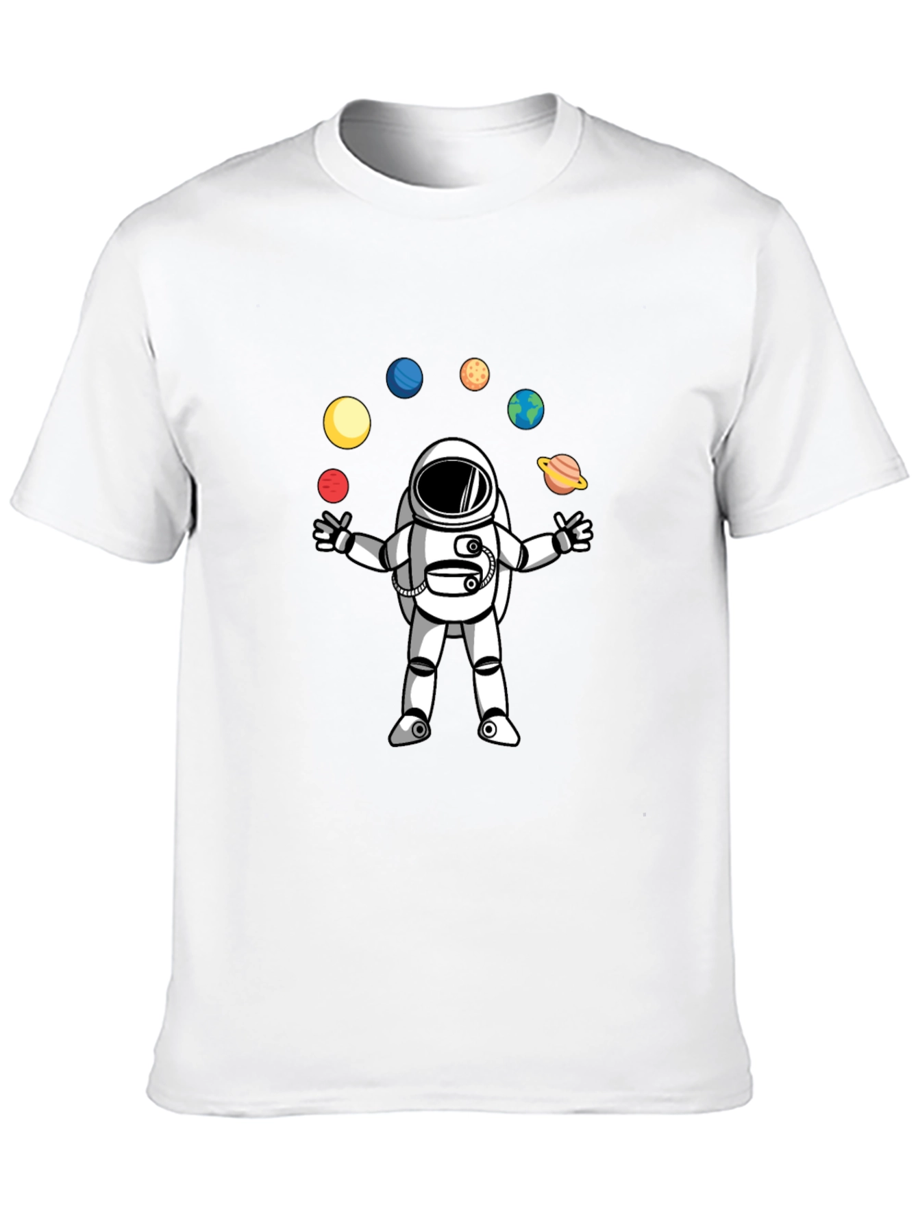 Astronaut Juggling Planets Black T-Shirt