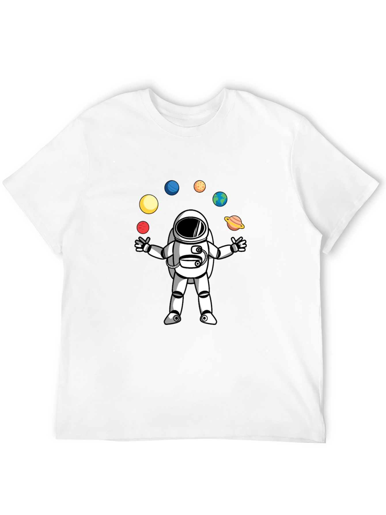 Astronaut Juggling Planets Black T-Shirt