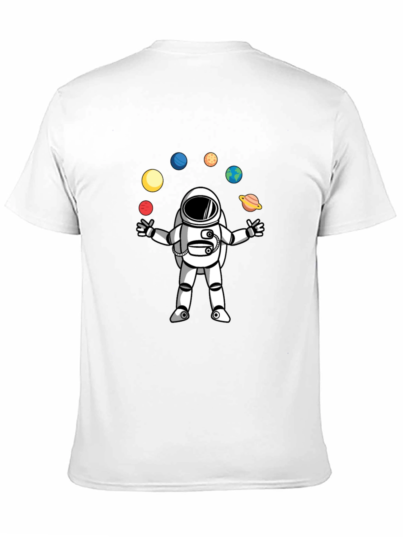 Astronaut Juggling Planets Black T-Shirt