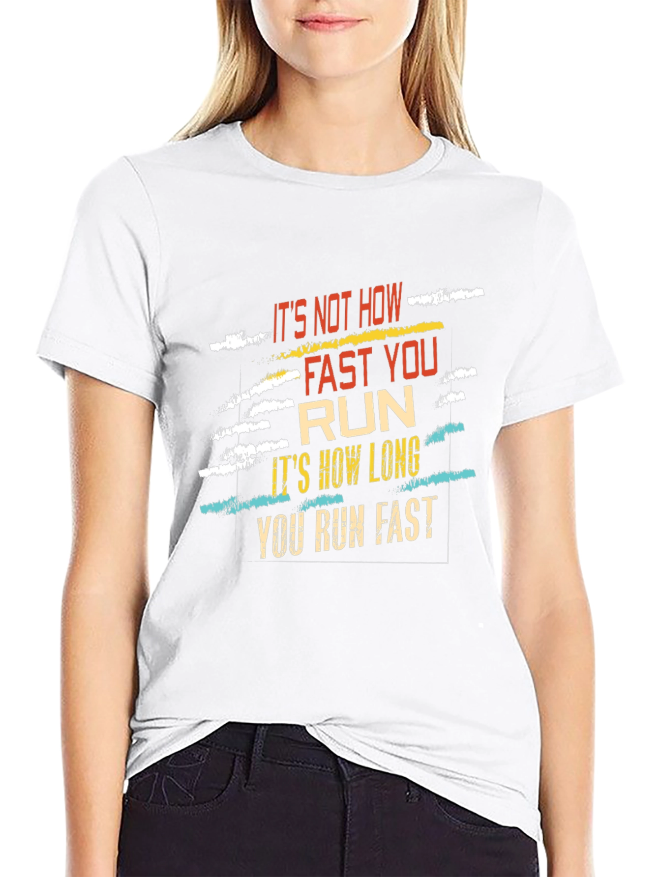 Motivational Runner Graphic Tee - Run Long Not Fast