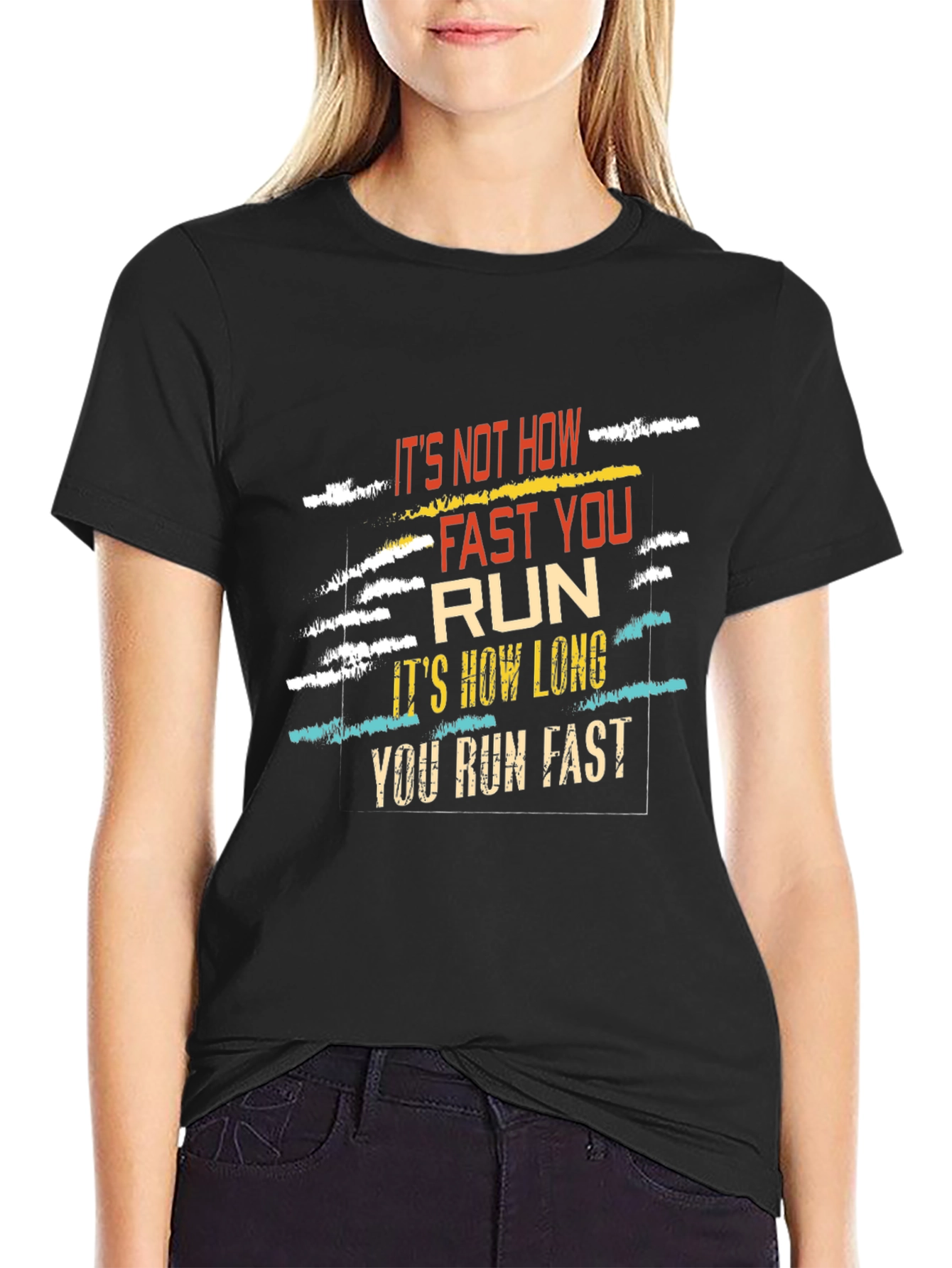Motivational Runner Graphic Tee - Run Long Not Fast