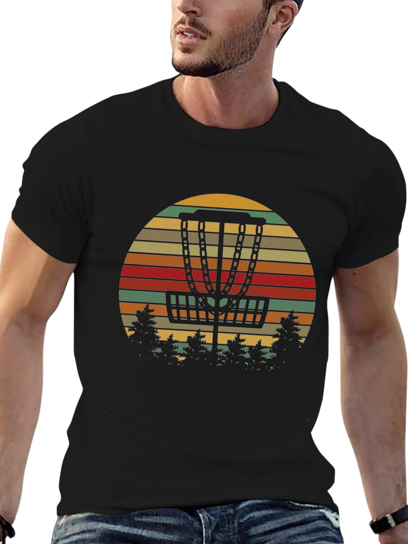 Retro Disc Golf T-Shirt - Sunset Basket Tee