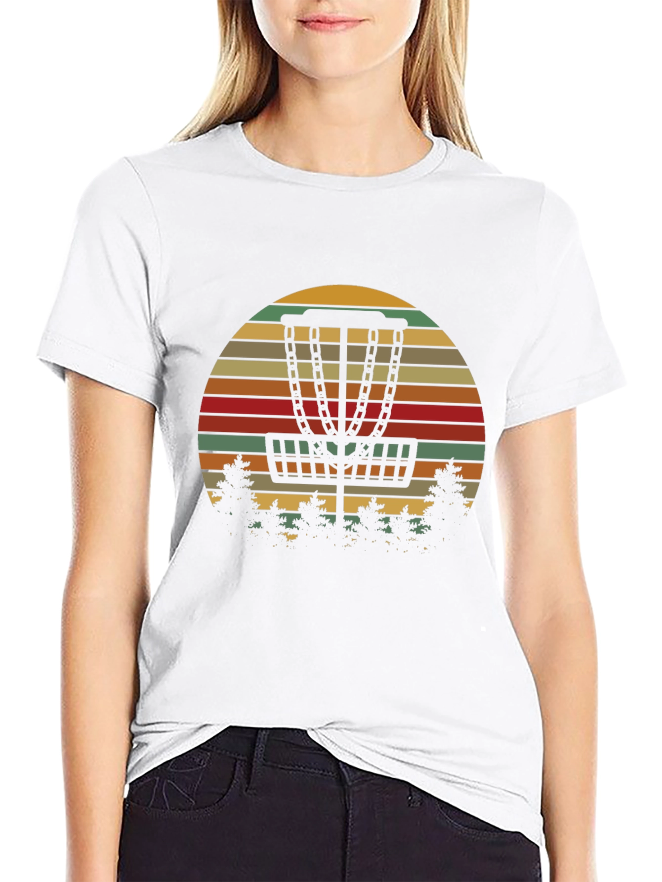 Retro Disc Golf T-Shirt - Sunset Basket Tee