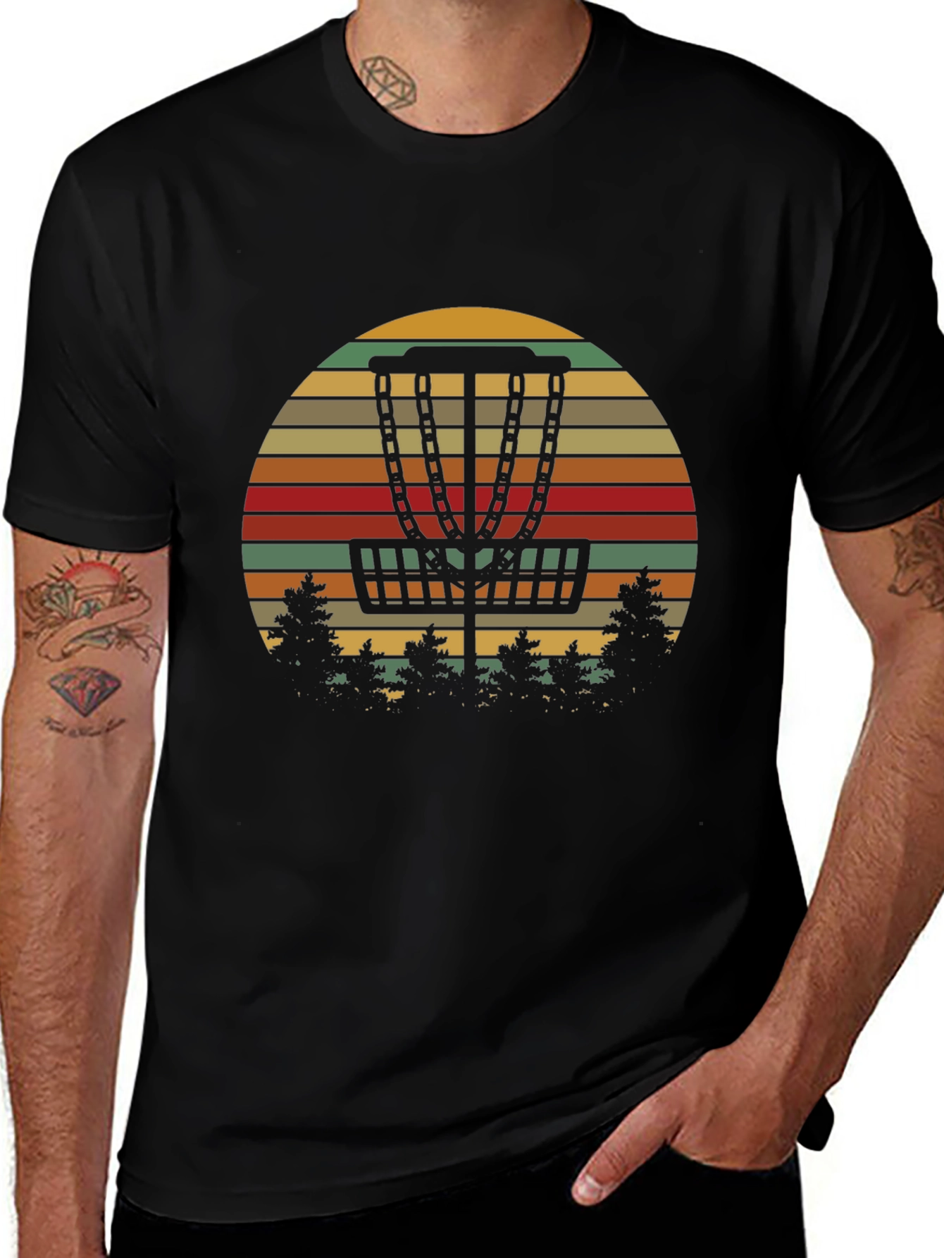 Retro Disc Golf T-Shirt - Sunset Basket Tee
