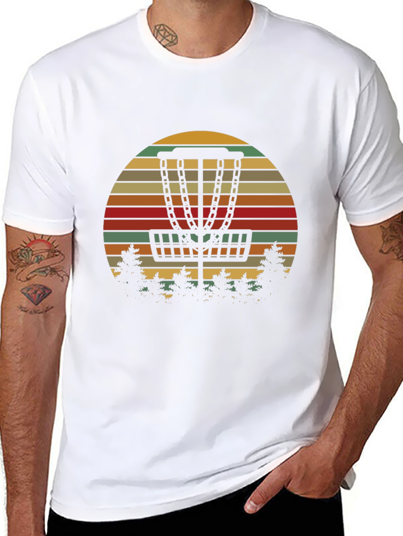 Retro Disc Golf T-Shirt - Sunset Basket Tee