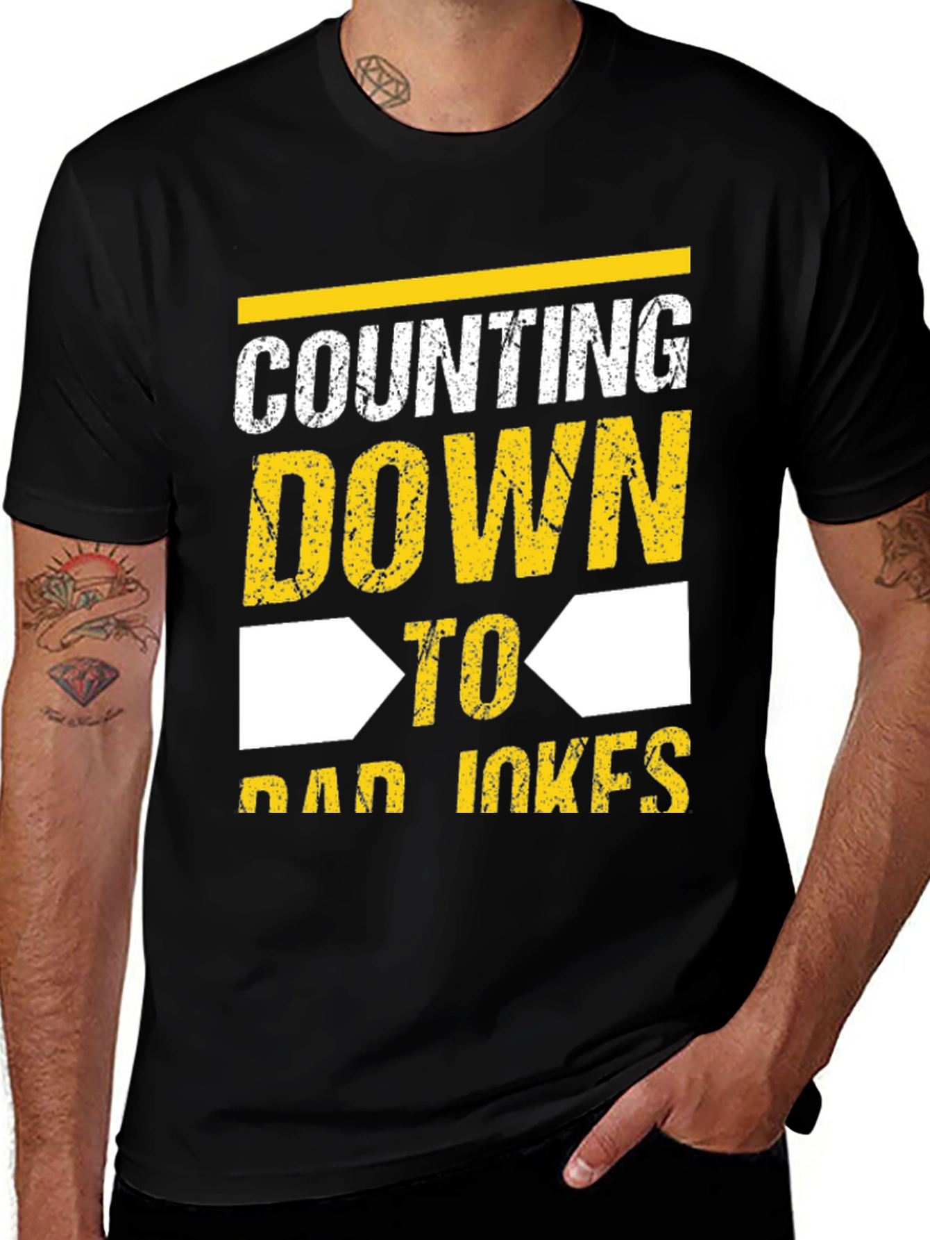 Counting Down to Dad Jokes Black T-Shirt