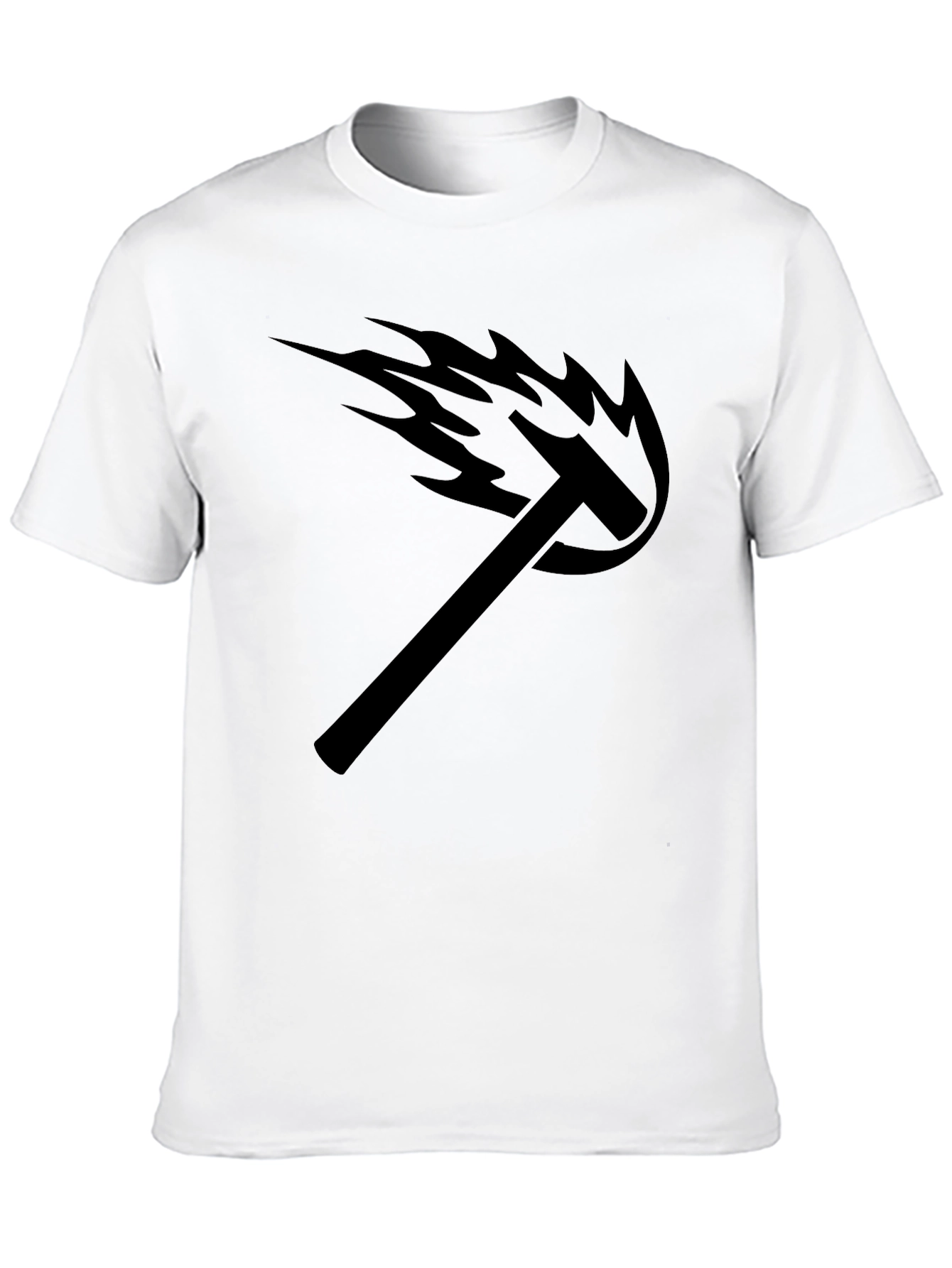 Mens Black Graphic Tee - Hammer Flame Design