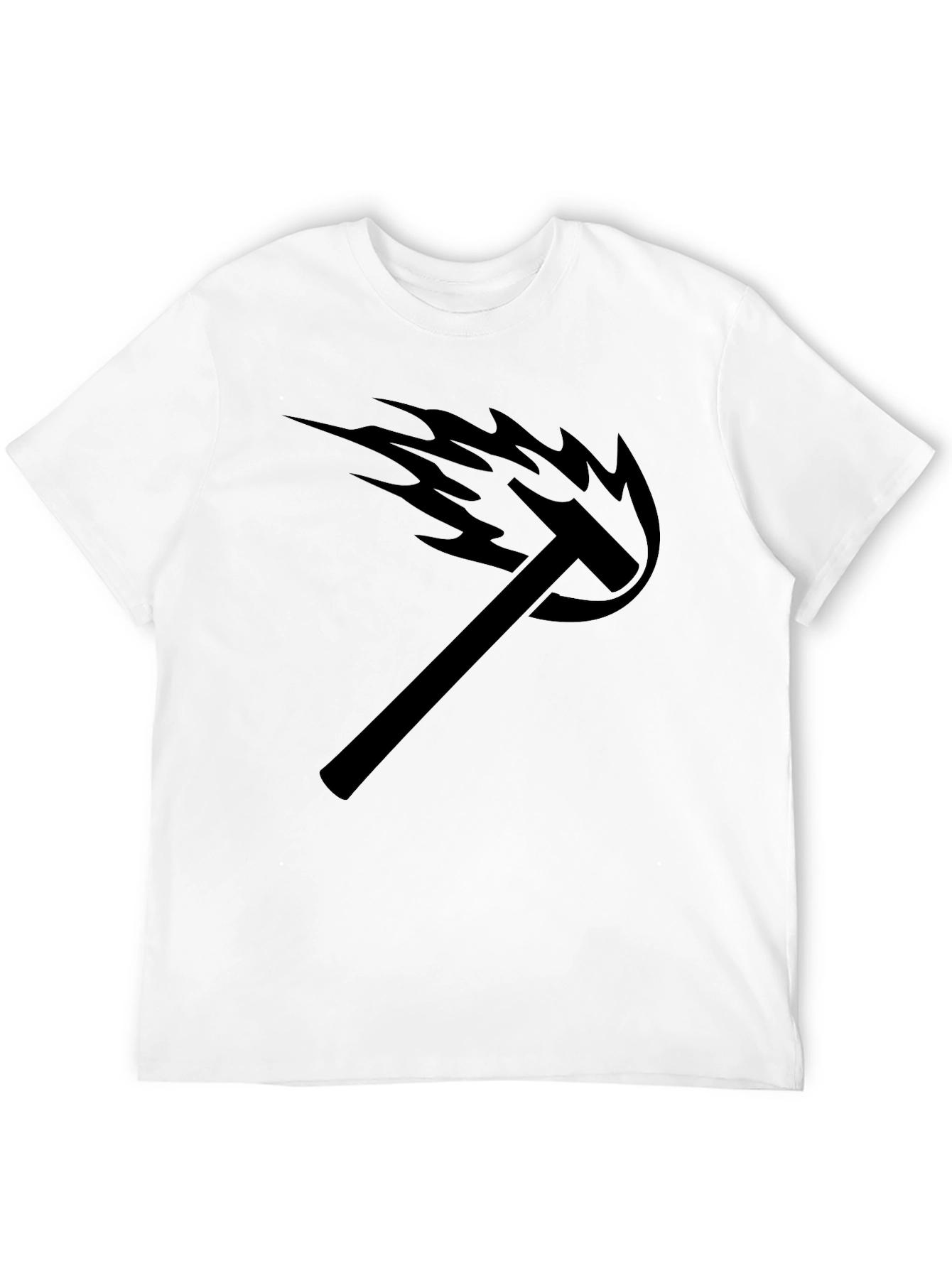 Mens Black Graphic Tee - Hammer Flame Design