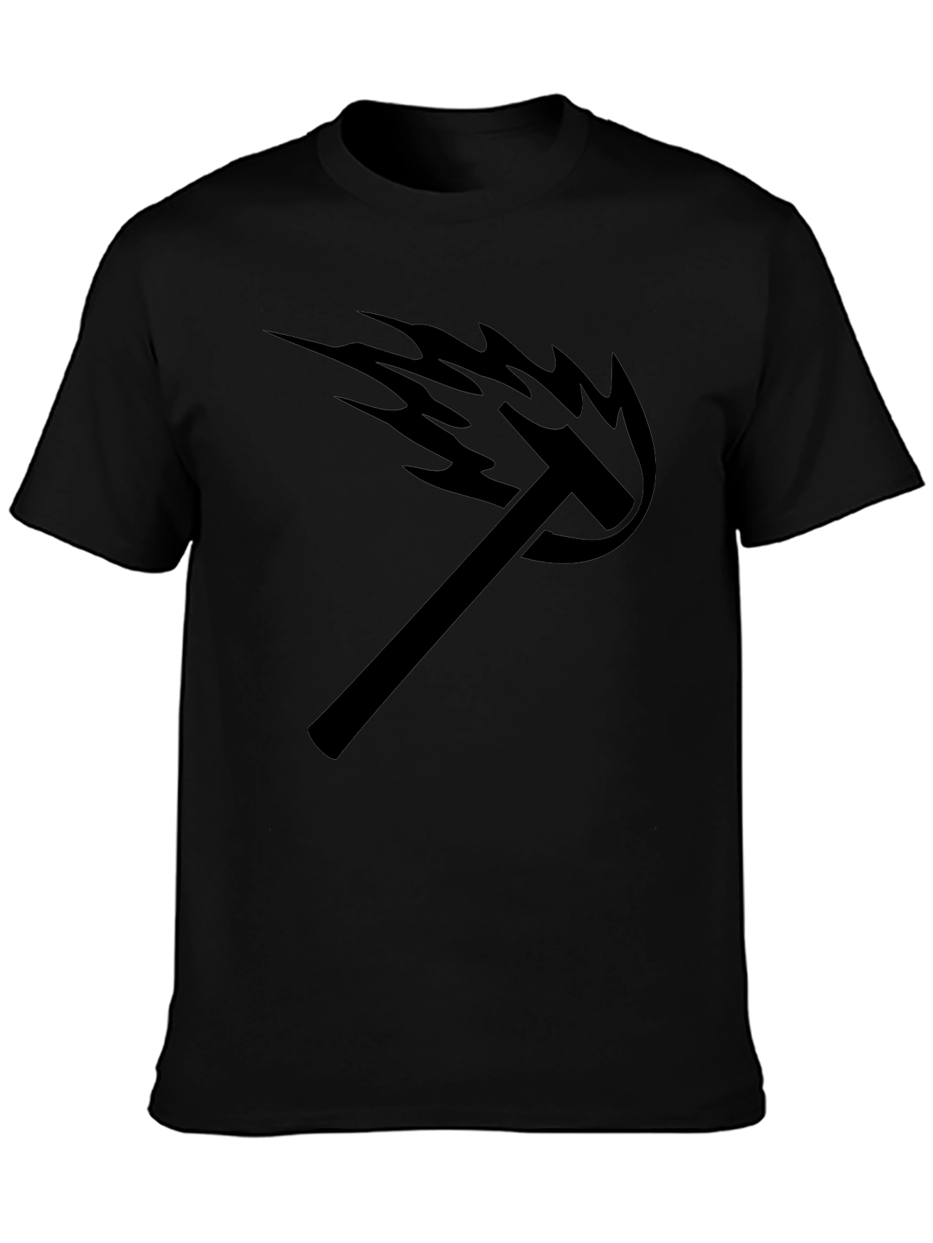 Mens Black Graphic Tee - Hammer Flame Design