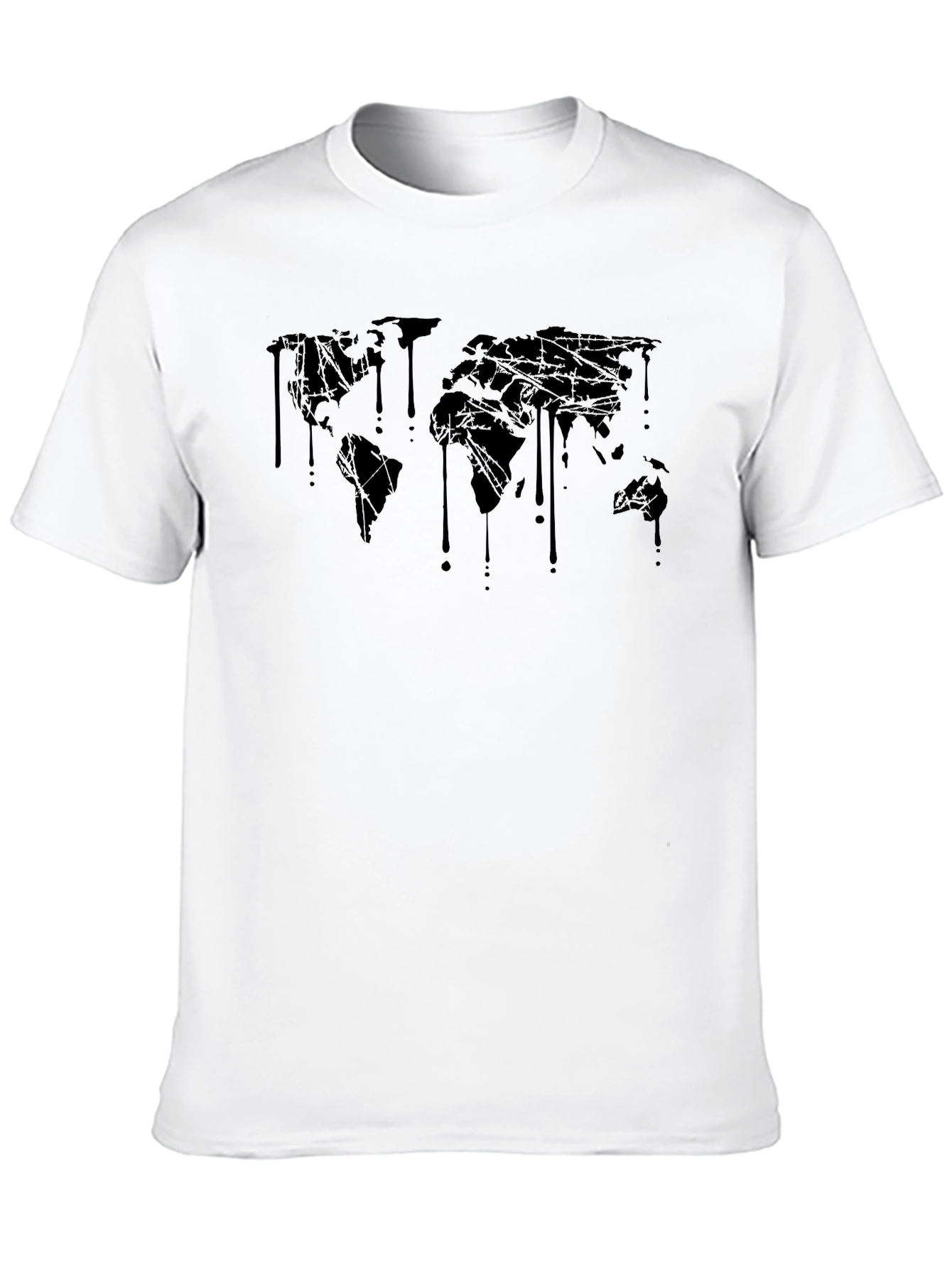Dripping World Map Graphic Tee - Black