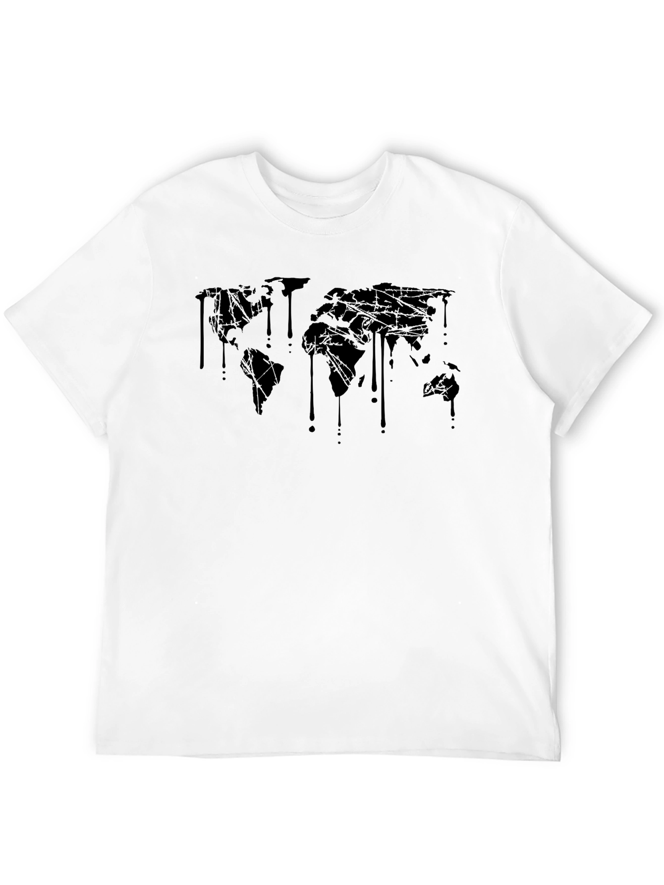 Dripping World Map Graphic Tee - Black