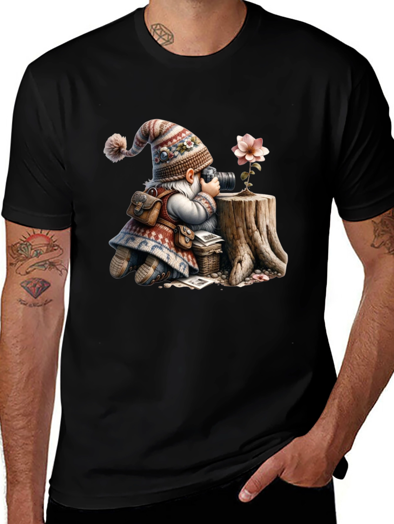 Whimsical Gnome Photographer Tee